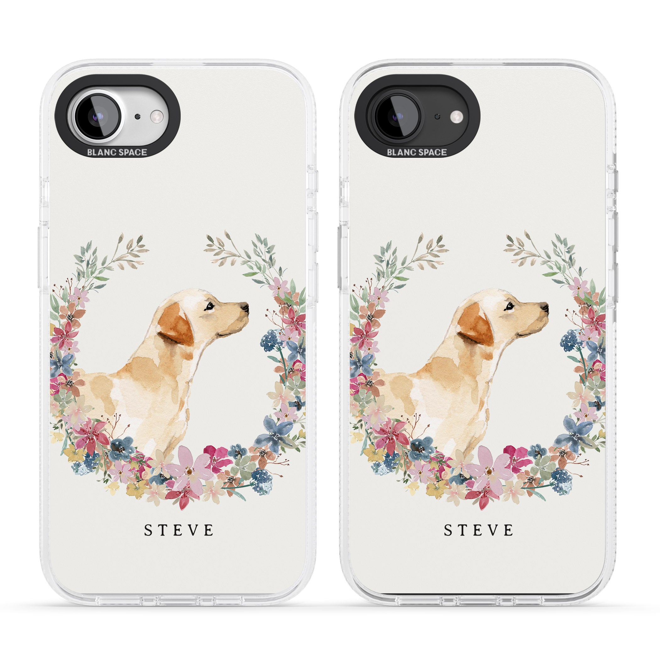 Personalised Yellow Labrador - Watercolour Dog Portrait iPhone 16e Clear Case Impact Air - Blanc Space