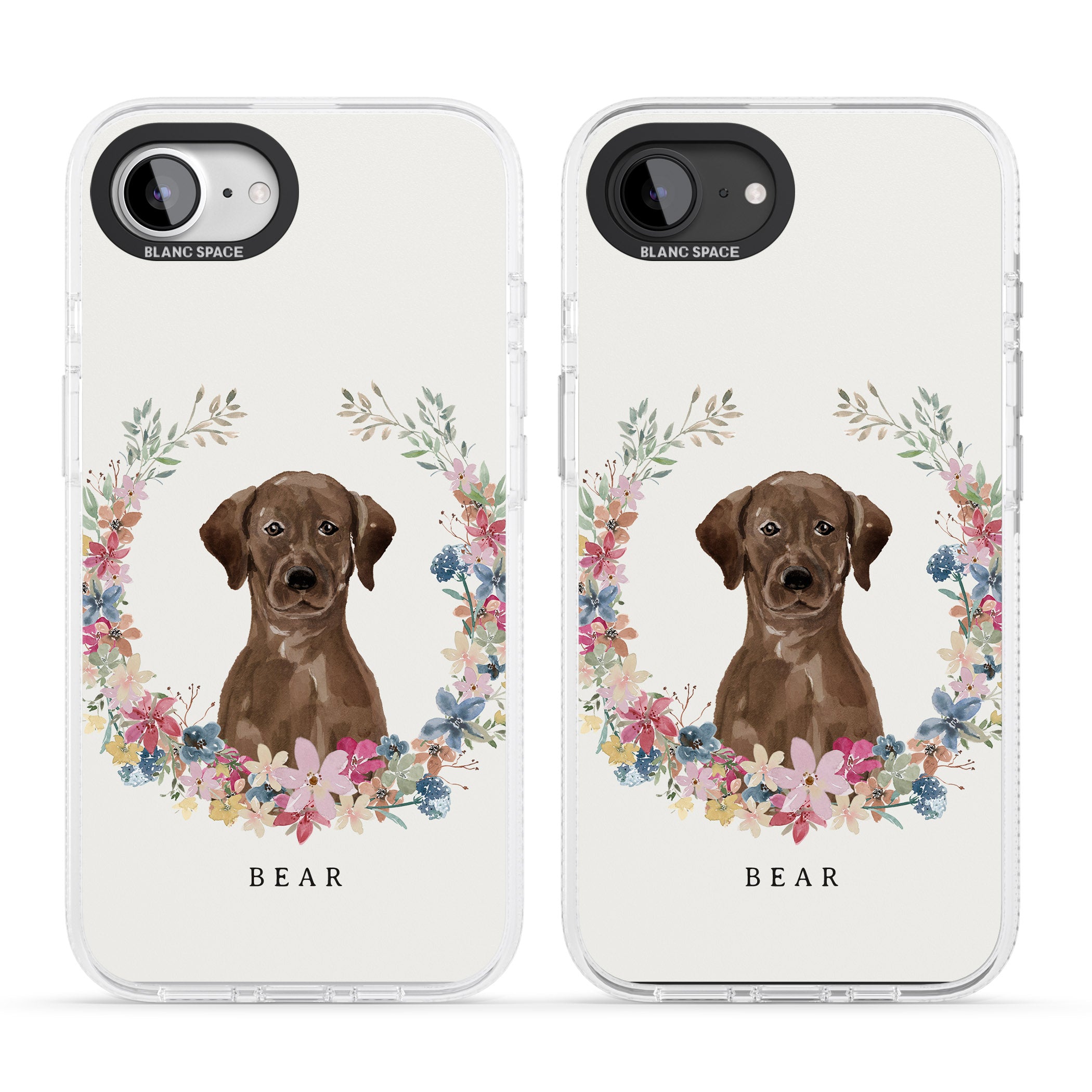 Personalised Chocolate Lab - Watercolour Dog Portrait iPhone 16e Clear Case Impact Air - Blanc Space