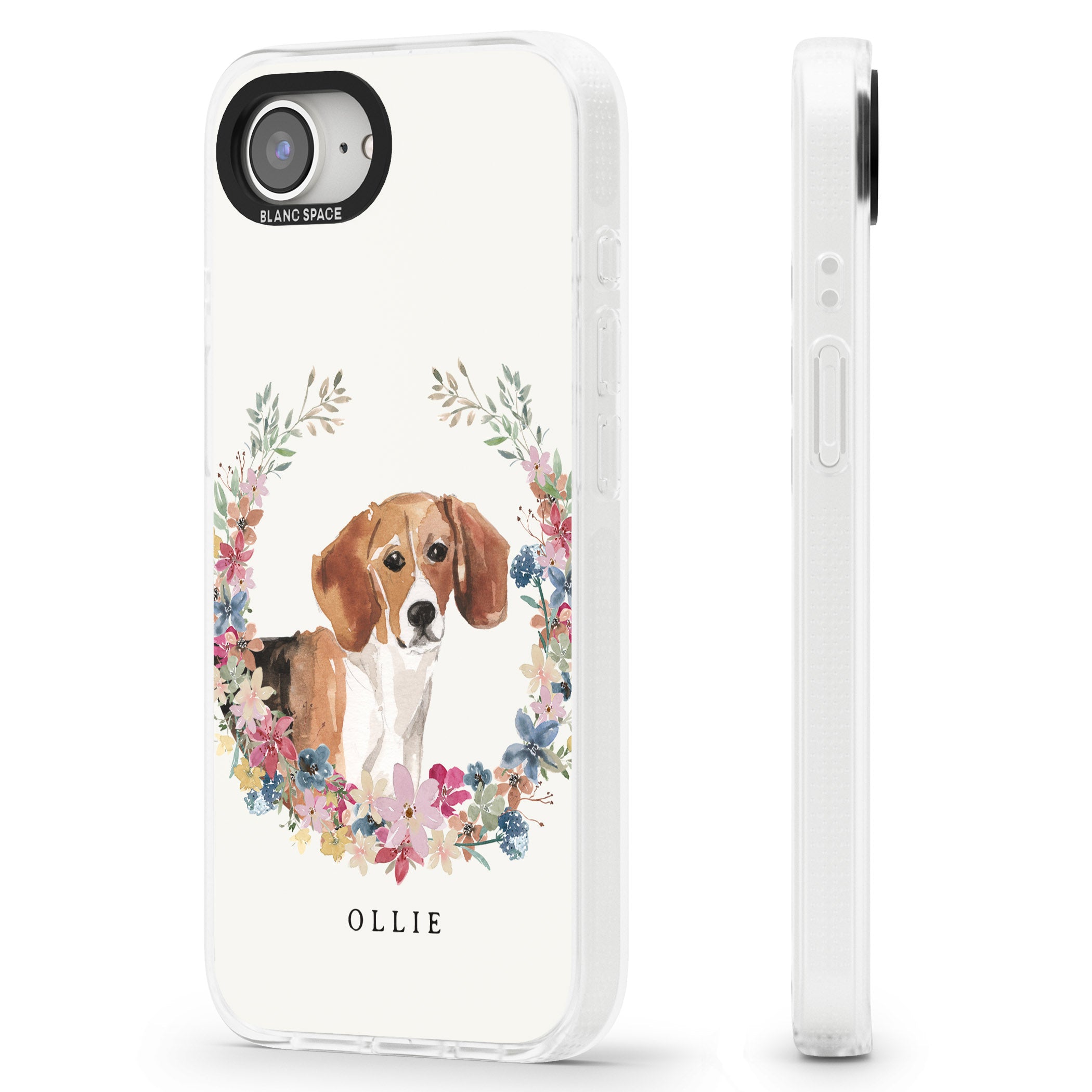 Personalised Beagle - Watercolour Dog Portrait iPhone 16e Clear Case Impact Air - Blanc Space