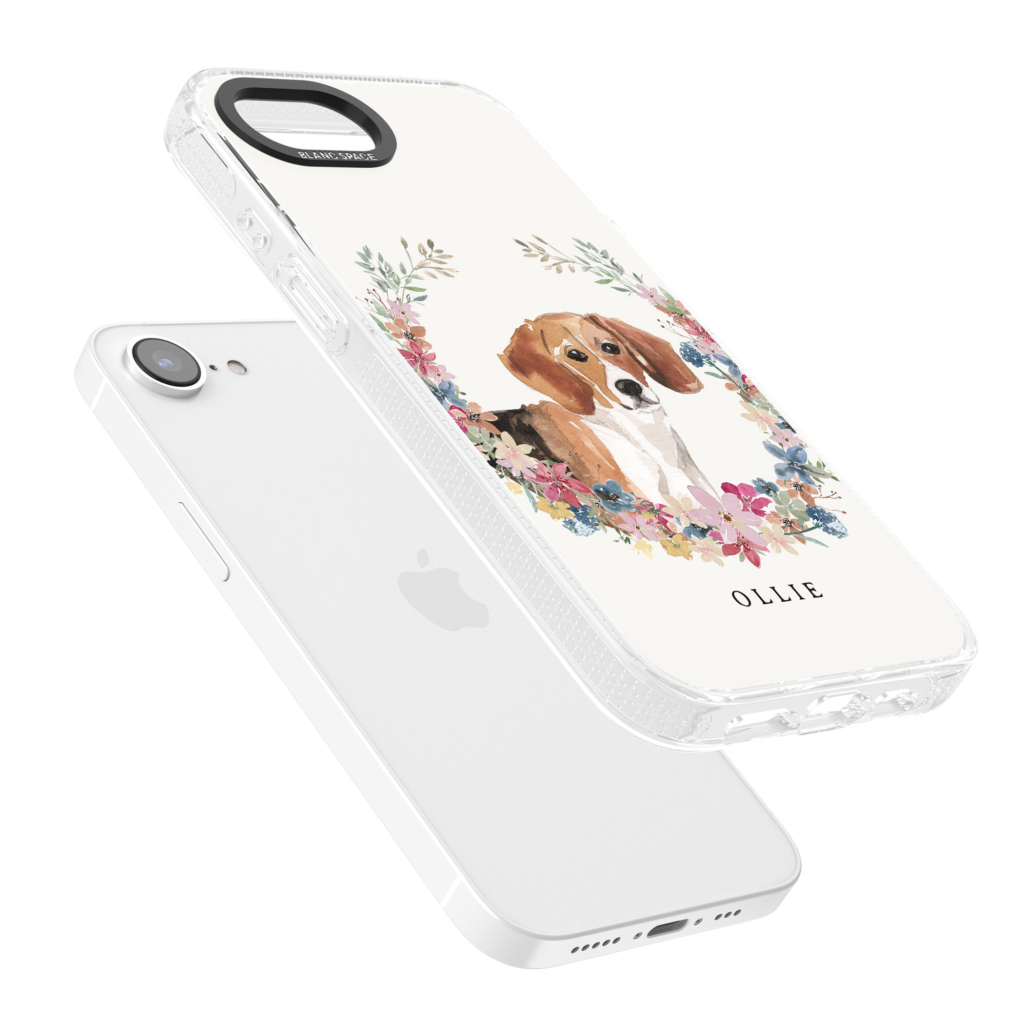 Personalised Beagle - Watercolour Dog Portrait iPhone 16e Clear Case Impact Air - Blanc Space