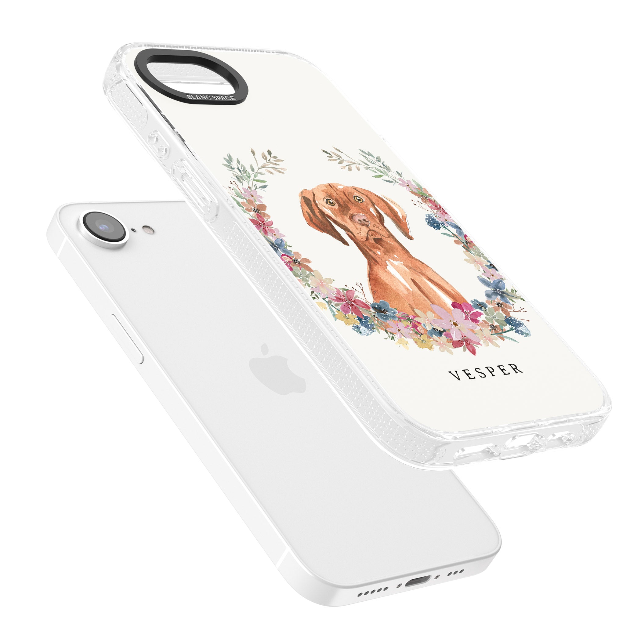 Personalised Hungarian Vizsla - Watercolour Dog Portrait iPhone 16e Clear Case Impact Air - Blanc Space