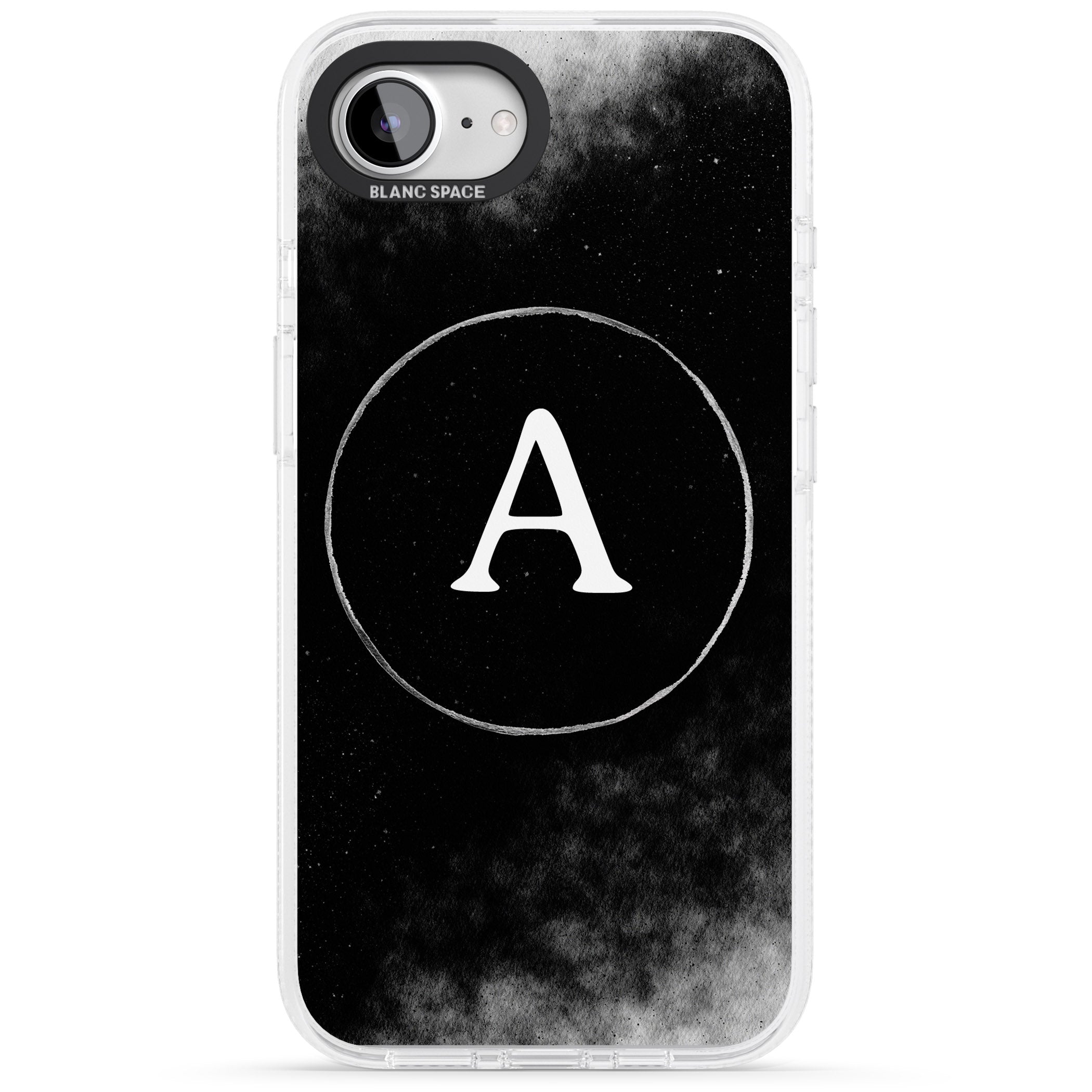 Personalised Eclipse Monogram iPhone 16e Clear Case Impact Air - Blanc Space