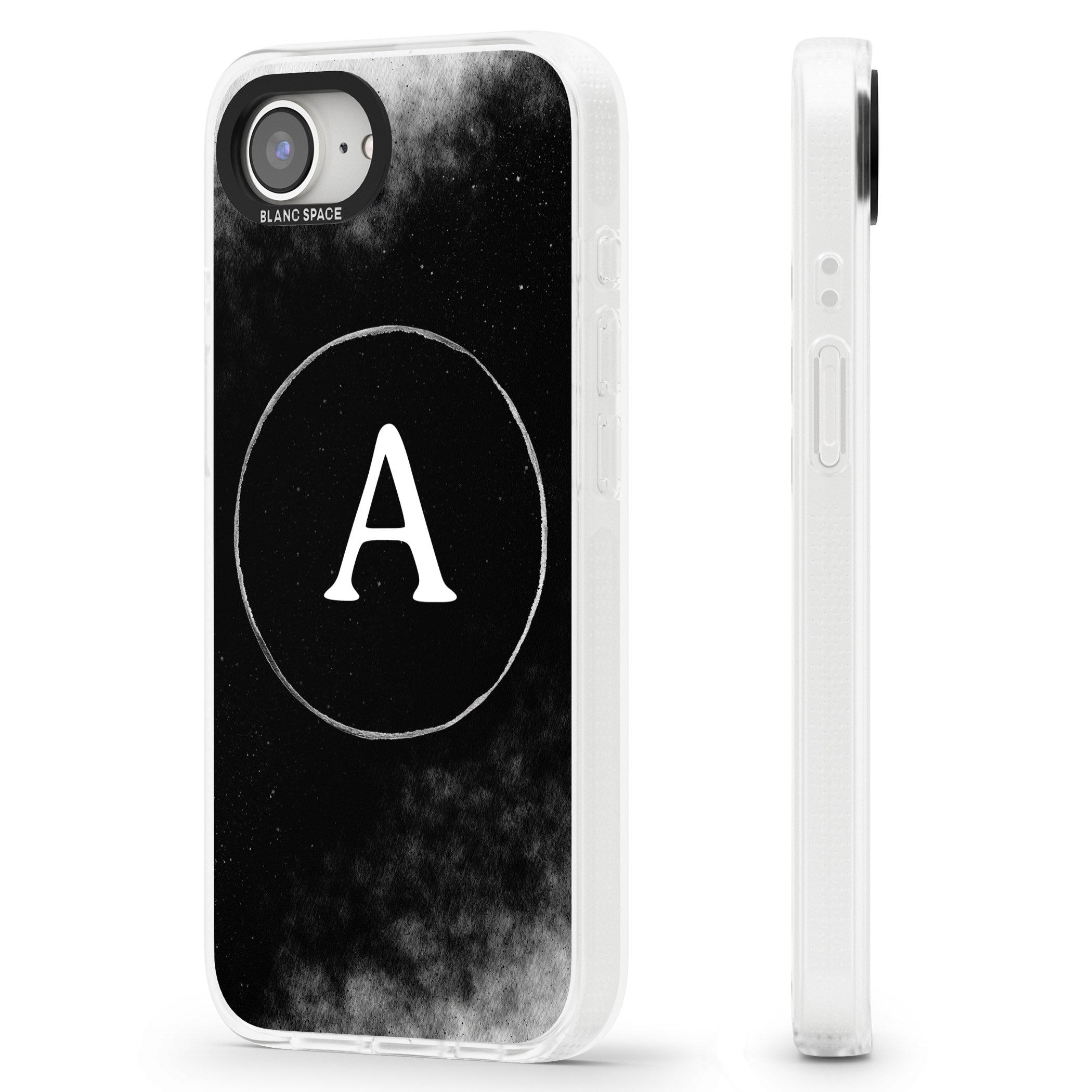 Personalised Eclipse Monogram iPhone 16e Clear Case Impact Air - Blanc Space