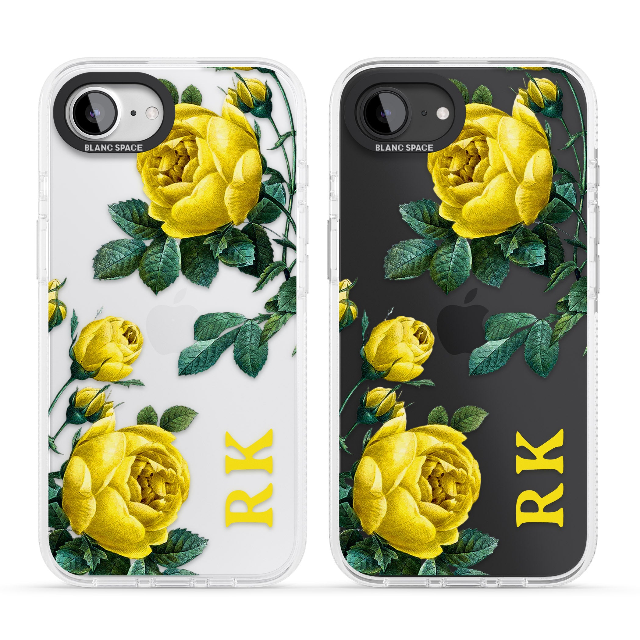 Personalised Clear Vintage Floral Yellow Roses iPhone 16e Clear Case Impact Air - Blanc Space