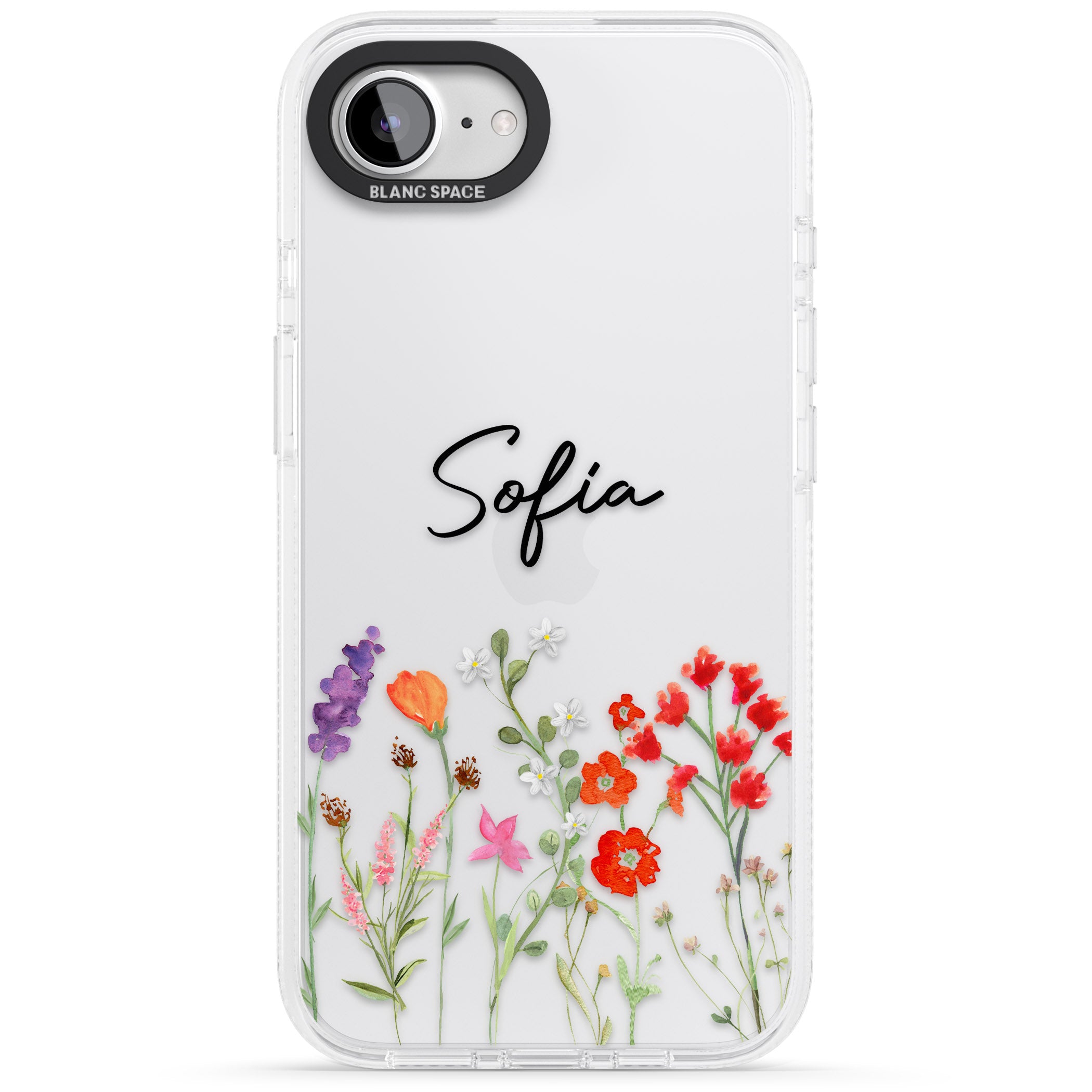 Personalised Spring Wildflowers iPhone 16e Clear Case Impact Air - Blanc Space