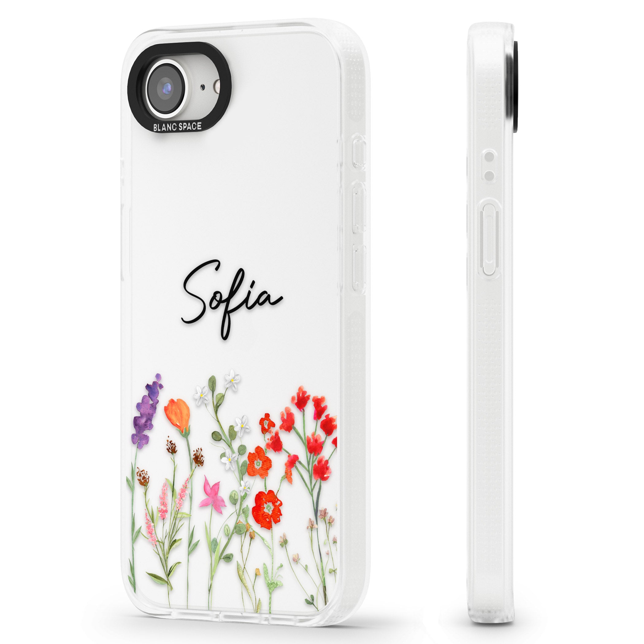 Personalised Spring Wildflowers iPhone 16e Clear Case Impact Air - Blanc Space