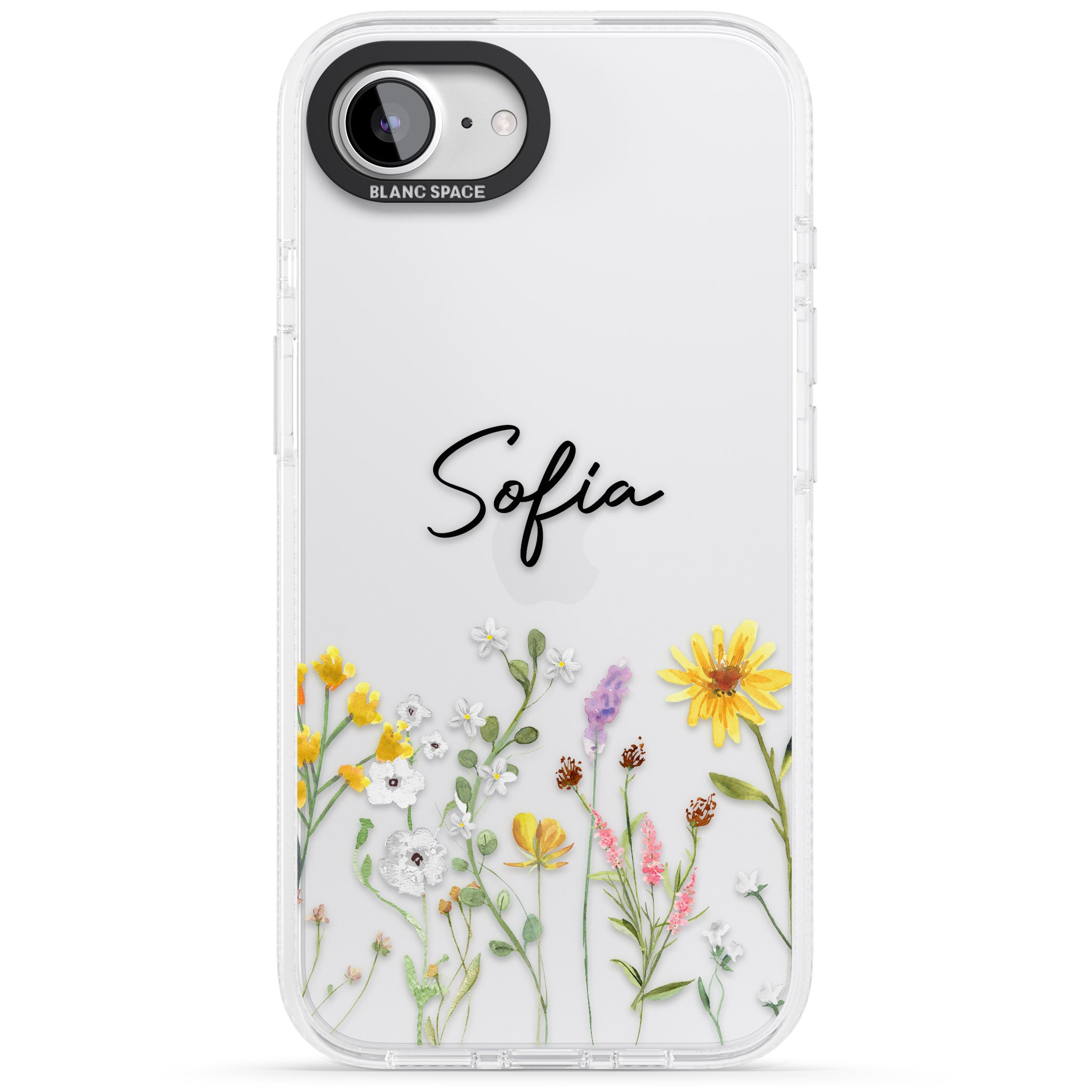 Personalised April Wildfowers iPhone 16e Clear Case Impact Air - Blanc Space