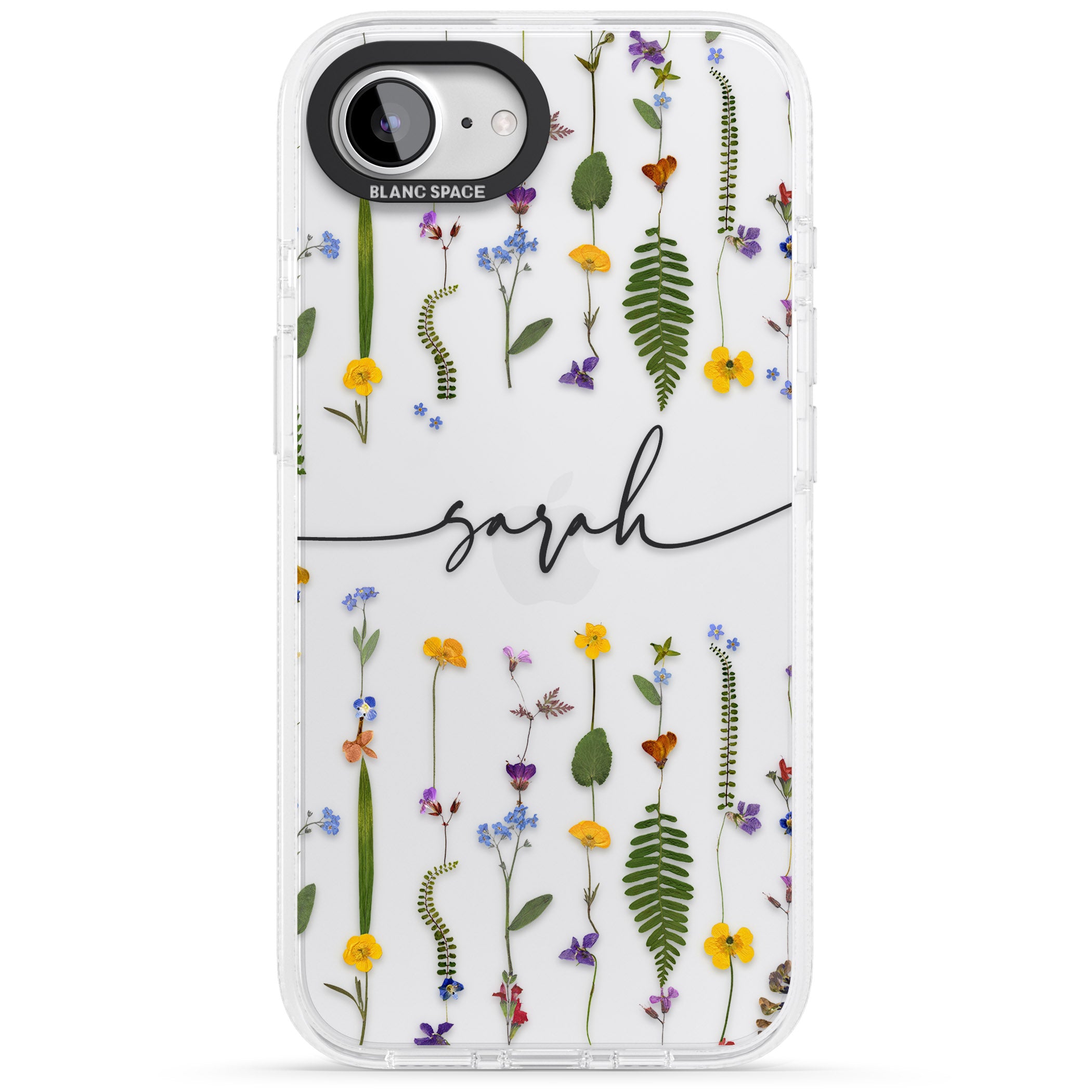 Personalised Wildflower Floral iPhone 16e Clear Case Impact Air - Blanc Space