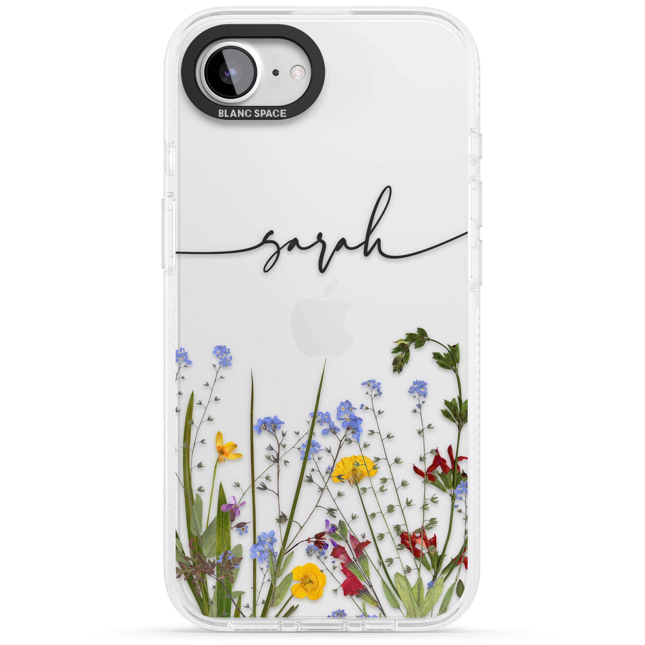 Personalised Wildflower Floral iPhone 16e Clear Case Impact Air - Blanc Space