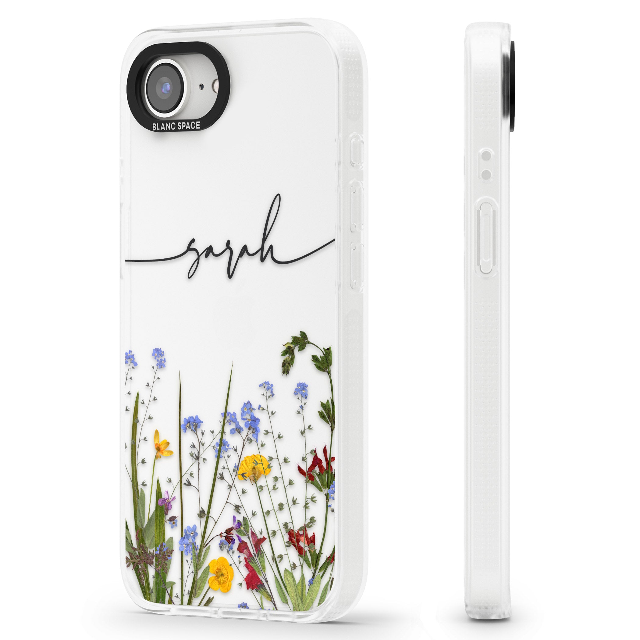 Personalised Wildflower Floral iPhone 16e Clear Case Impact Air - Blanc Space