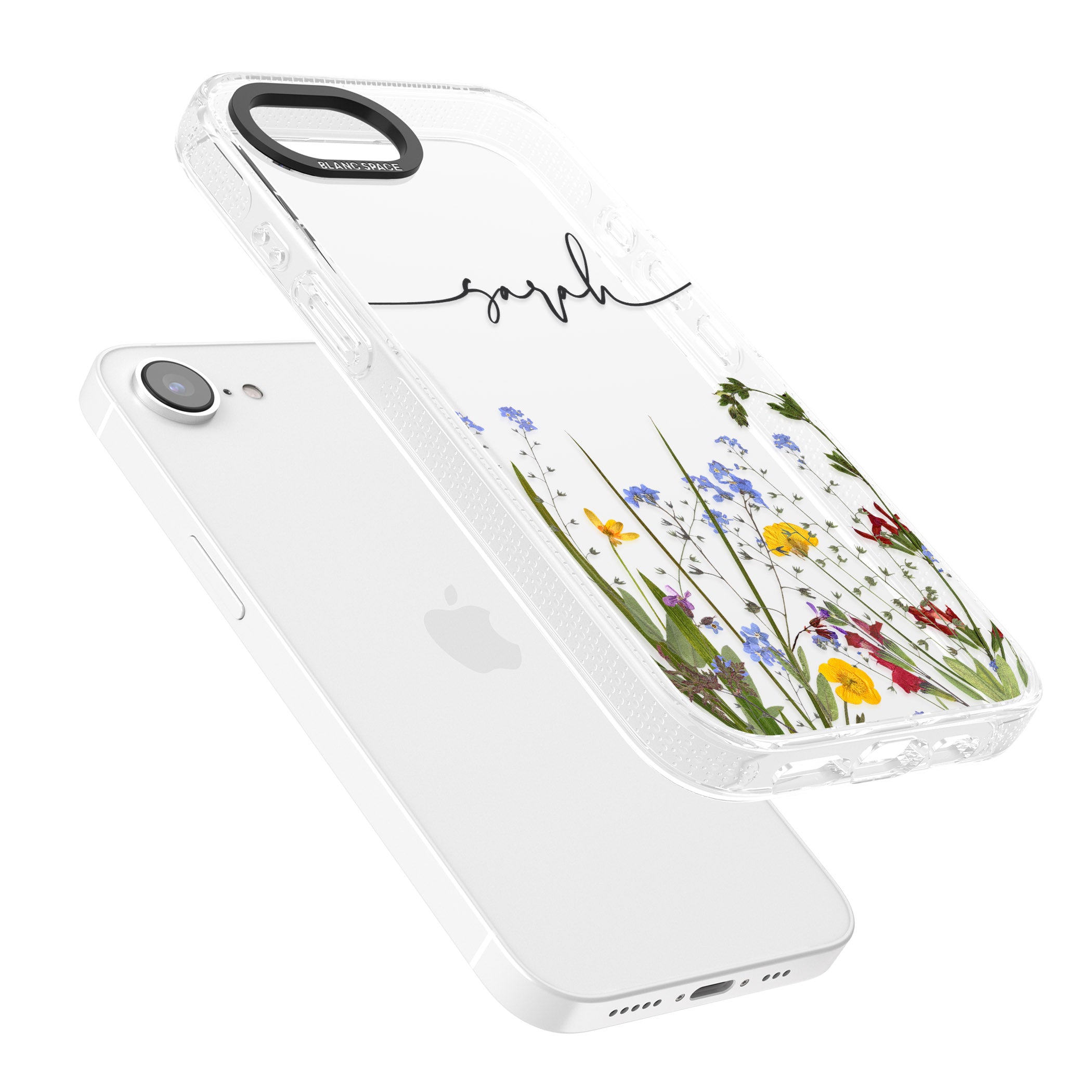 Personalised Wildflower Floral iPhone 16e Clear Case Impact Air - Blanc Space