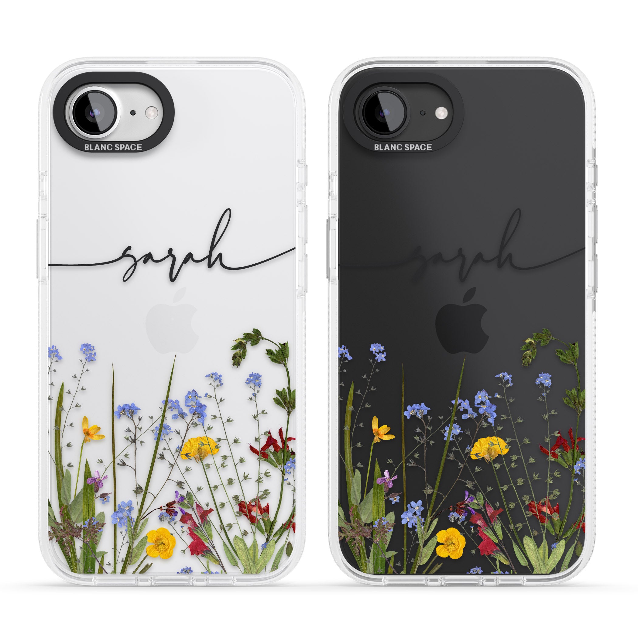 Personalised Wildflower Floral iPhone 16e Clear Case Impact Air - Blanc Space