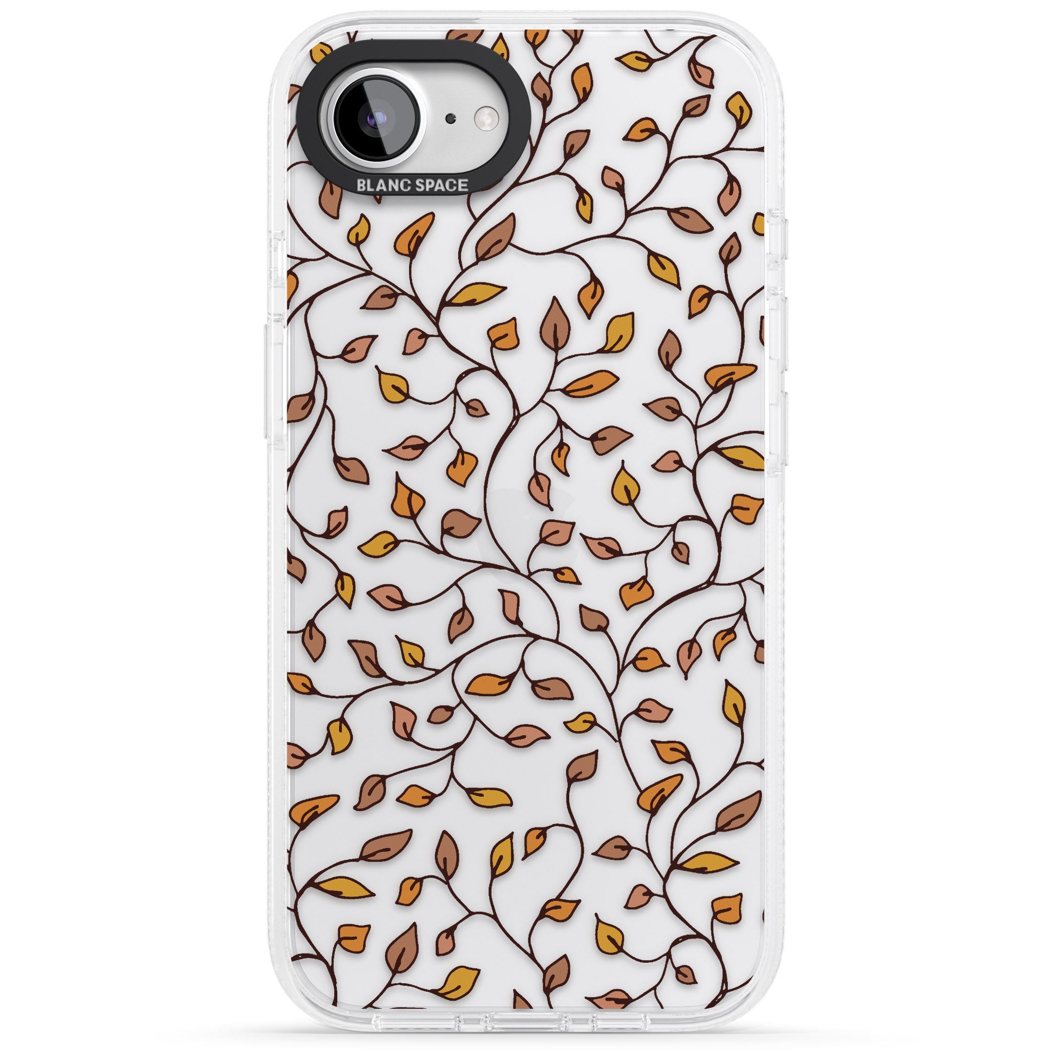 Personalised Autumn Leaves Pattern iPhone 16e Clear Case Impact Air - Blanc Space