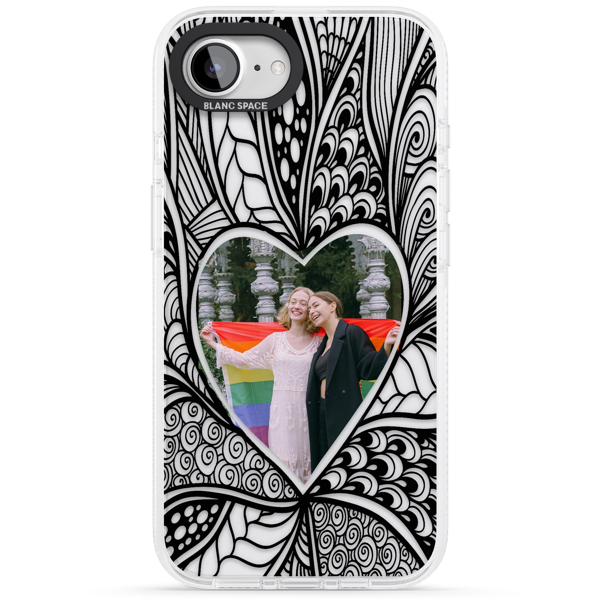 Personalised Henna Heart Photo Case iPhone 16e Clear Case Impact Air - Blanc Space