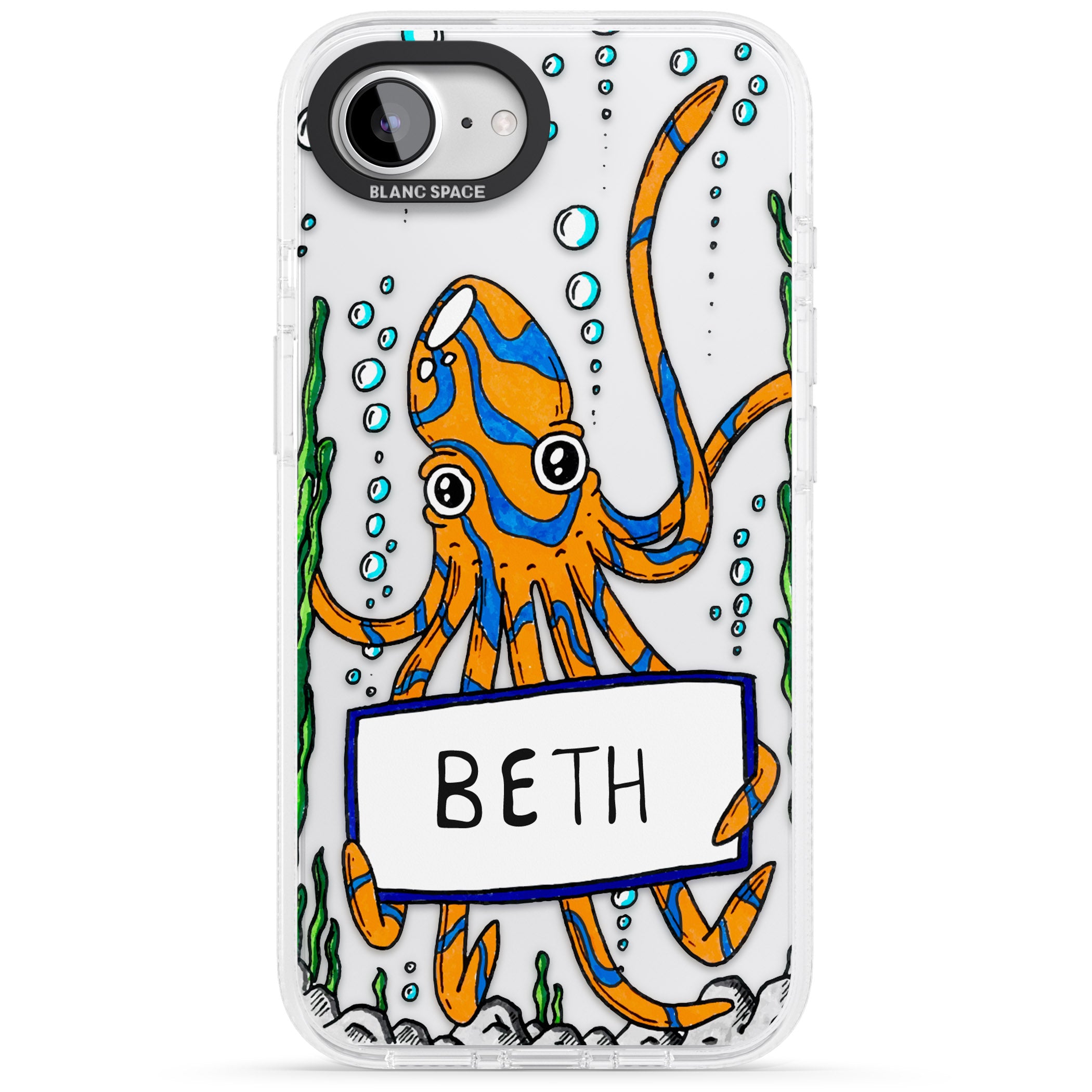 Personalised Octo iPhone 16e Clear Case Impact Air - Blanc Space