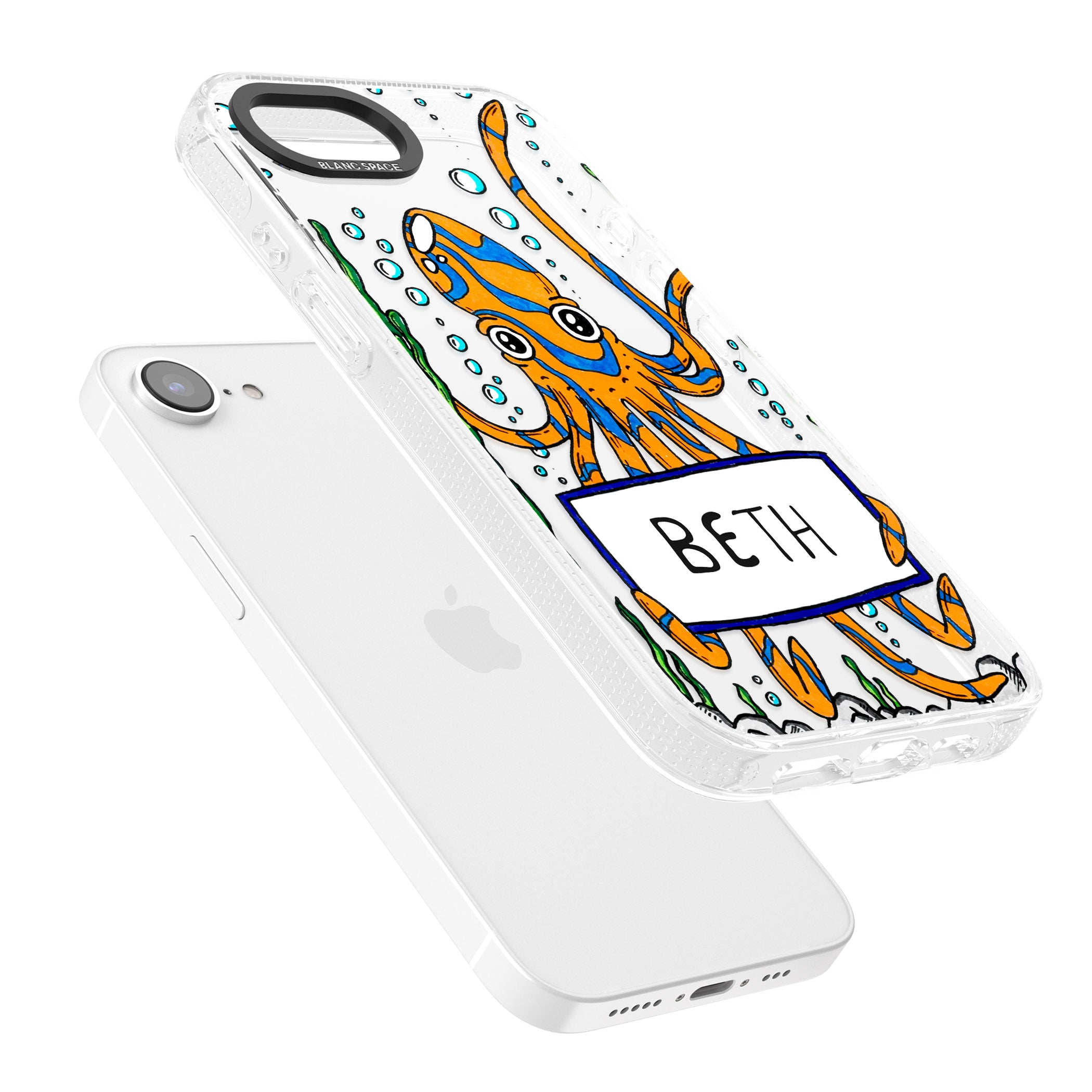 Personalised Octo iPhone 16e Clear Case Impact Air - Blanc Space