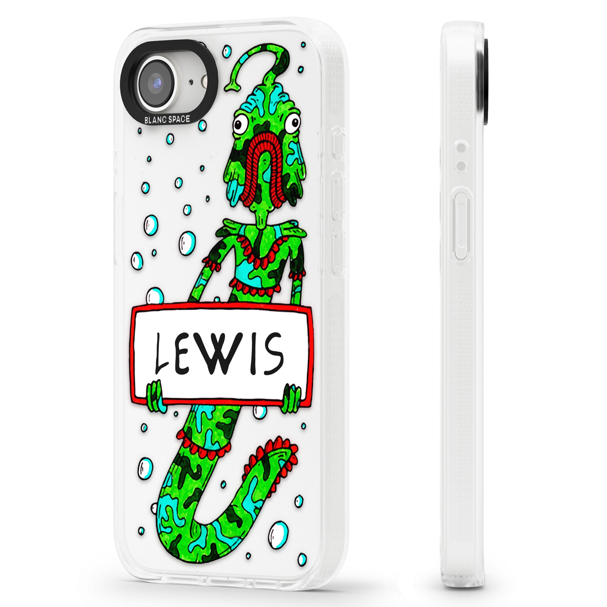 Personalised Fish Boy iPhone 16e Clear Case Impact Air - Blanc Space