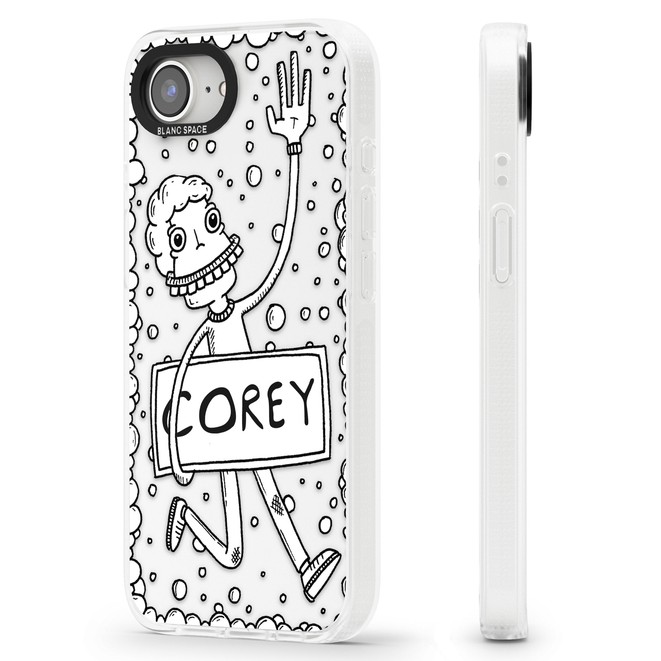 Personalised Banner Boy iPhone 16e Clear Case Impact Air - Blanc Space