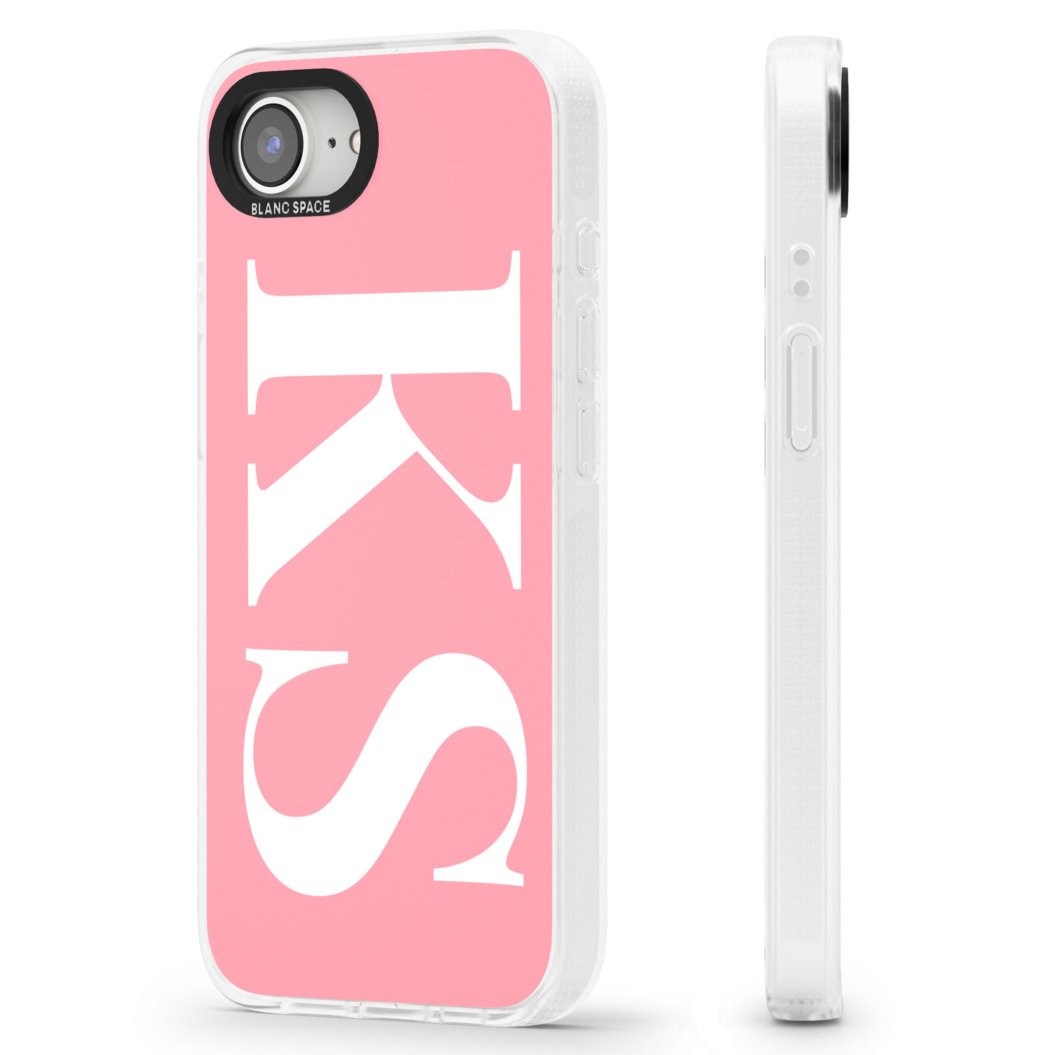 Personalised White & Pink Letters iPhone 16e Clear Case Impact Air - Blanc Space