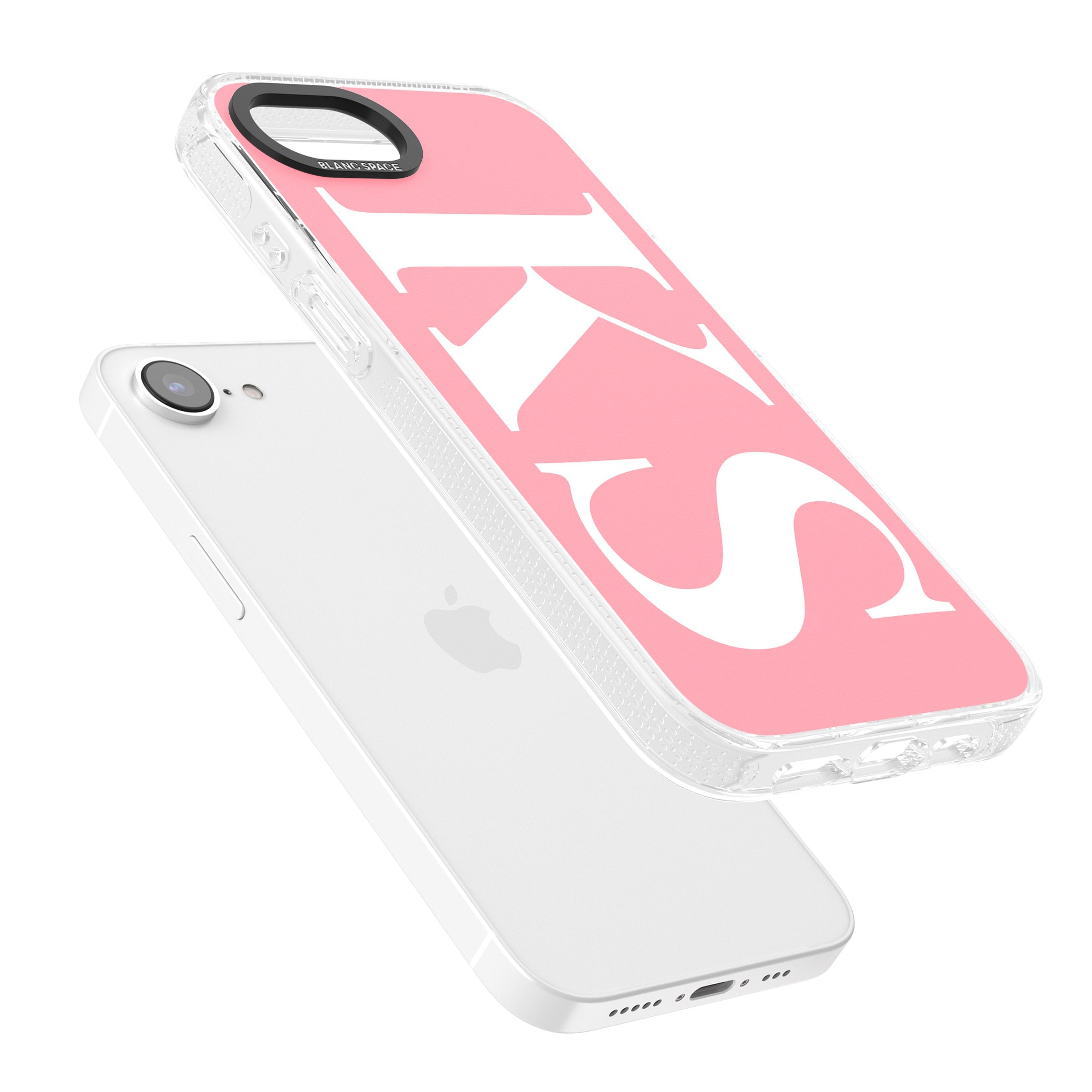 Personalised White & Pink Letters iPhone 16e Clear Case Impact Air - Blanc Space