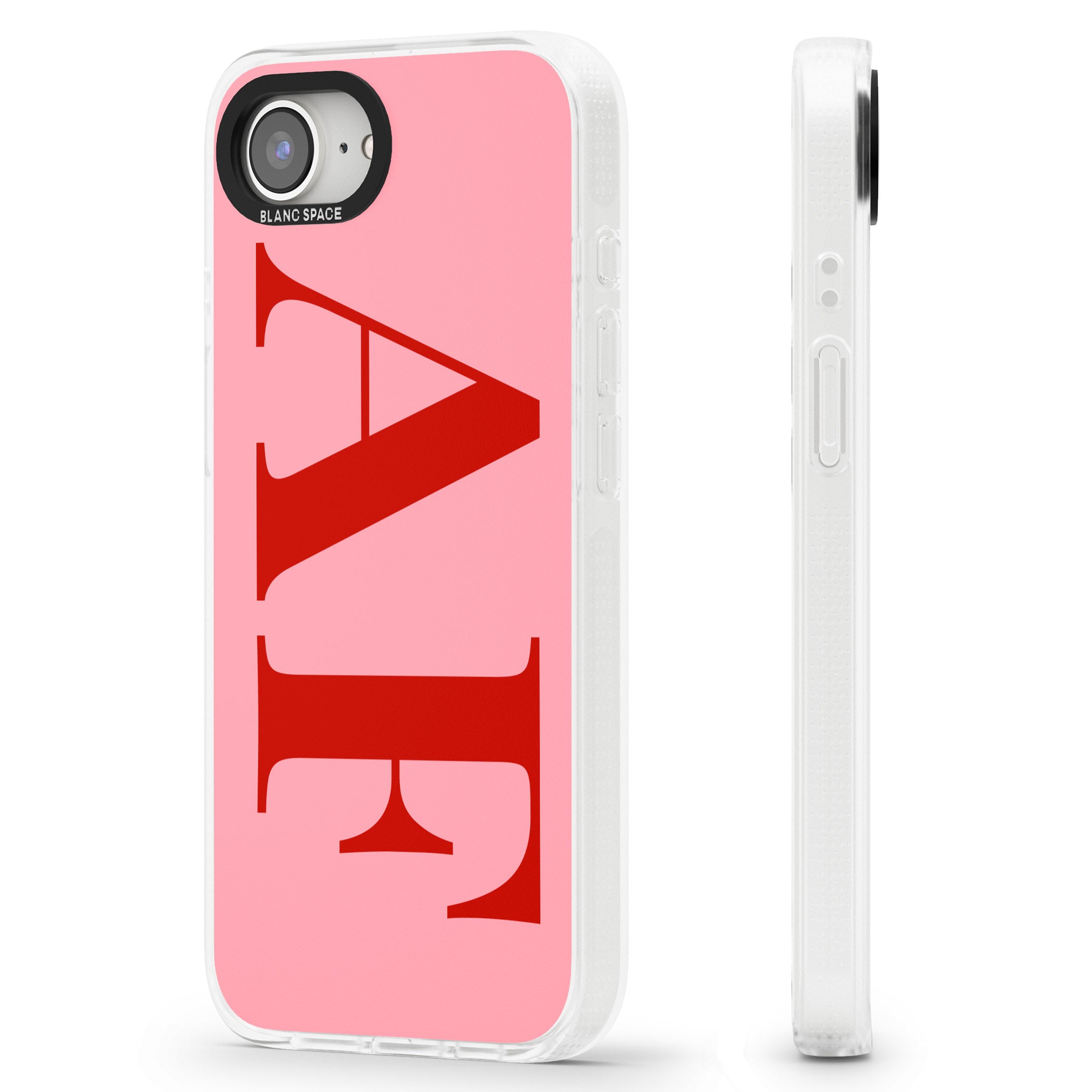 Personalised Red & Pink Letters iPhone 16e Clear Case Impact Air - Blanc Space