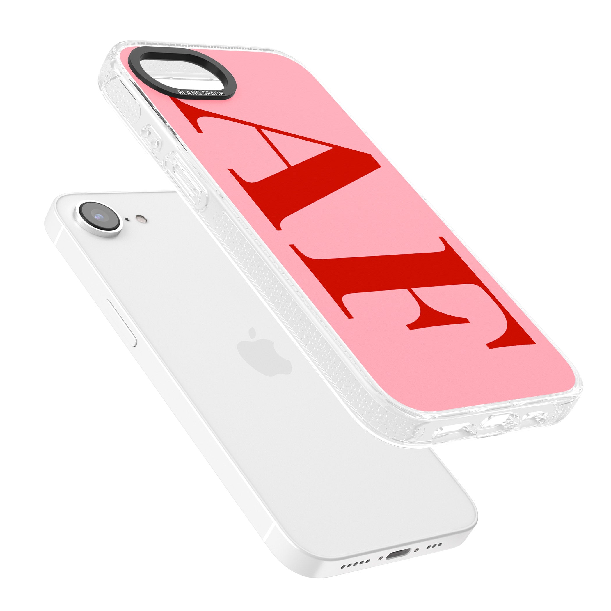 Personalised Red & Pink Letters iPhone 16e Clear Case Impact Air - Blanc Space