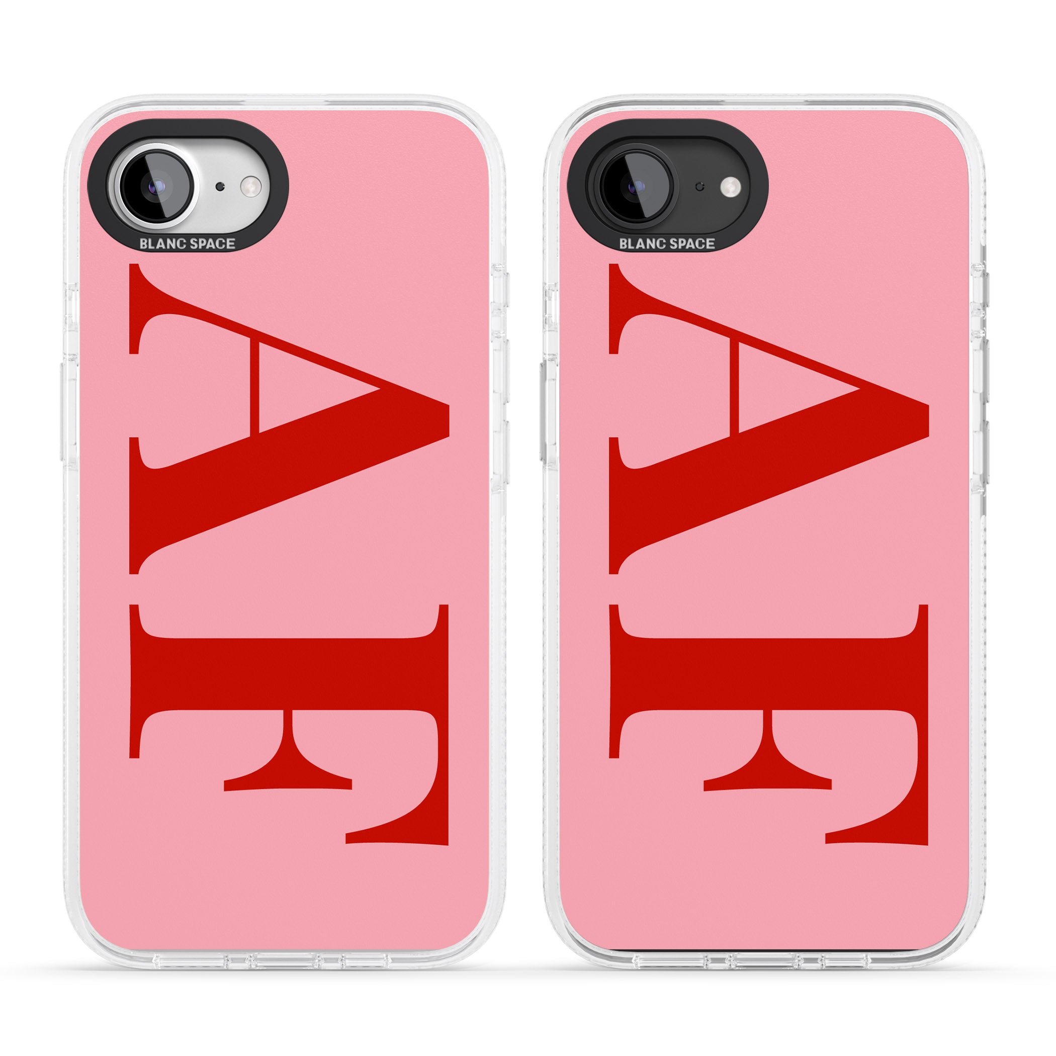 Personalised Red & Pink Letters iPhone 16e Clear Case Impact Air - Blanc Space