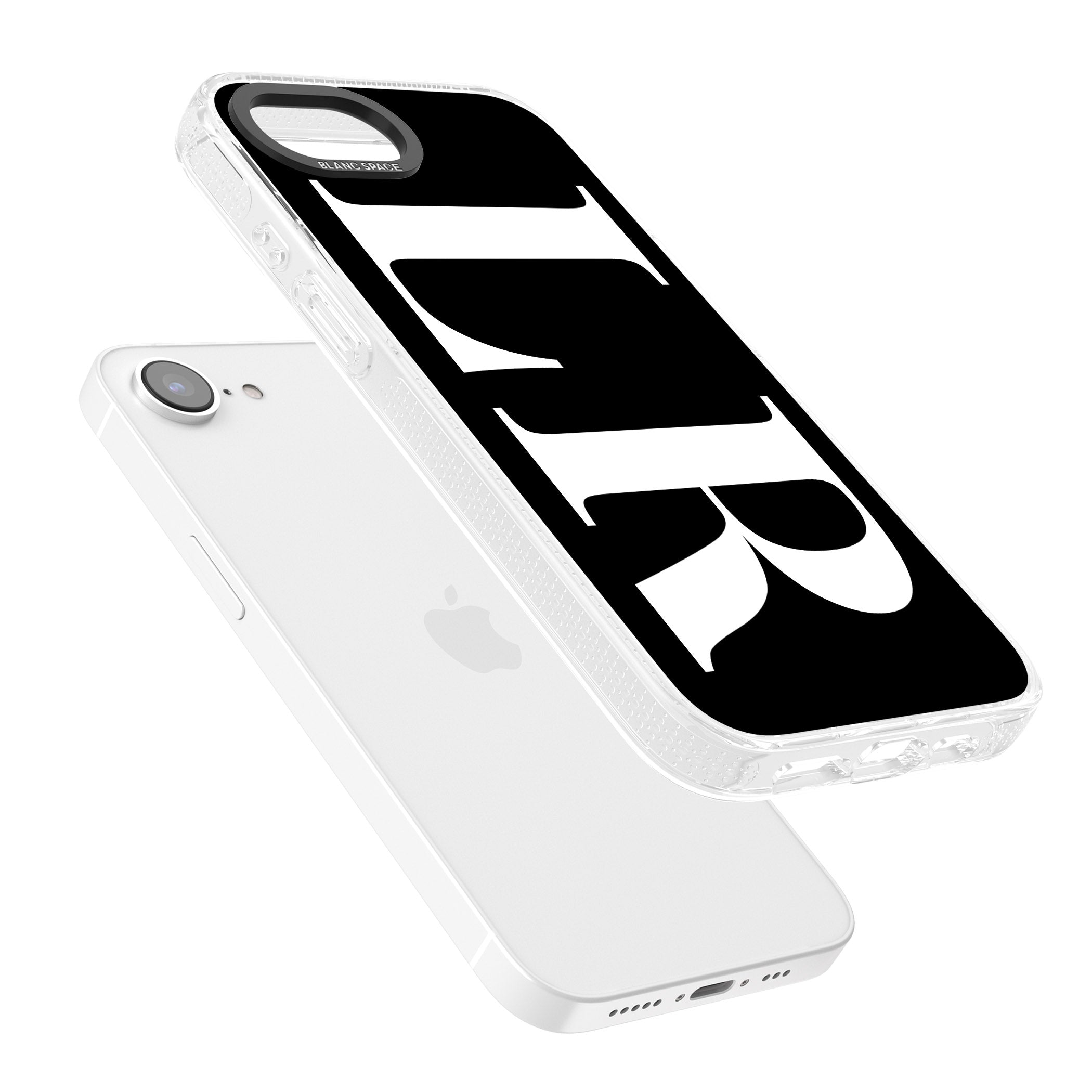 Personalised White & Black Letters iPhone 16e Clear Case Impact Air - Blanc Space