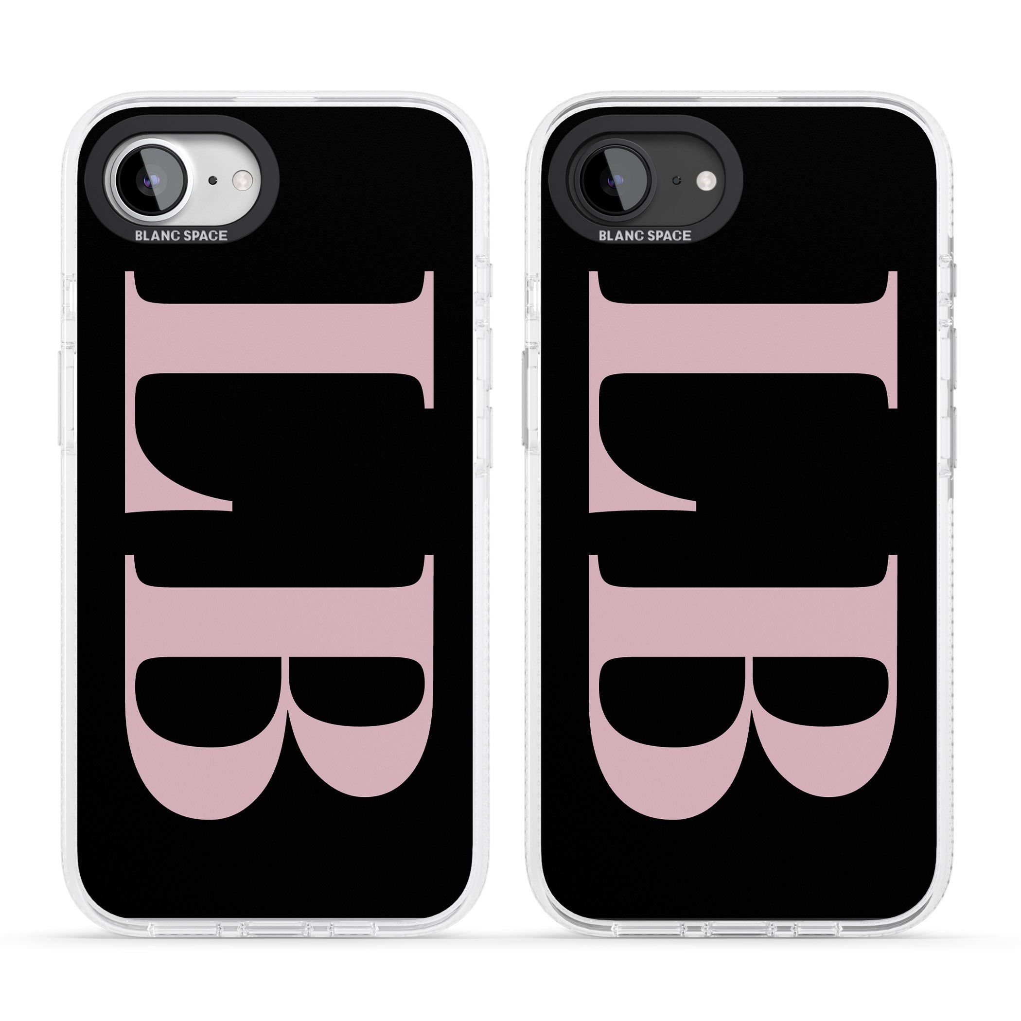 Personalised Pink & Black Letters iPhone 16e Clear Case Impact Air - Blanc Space
