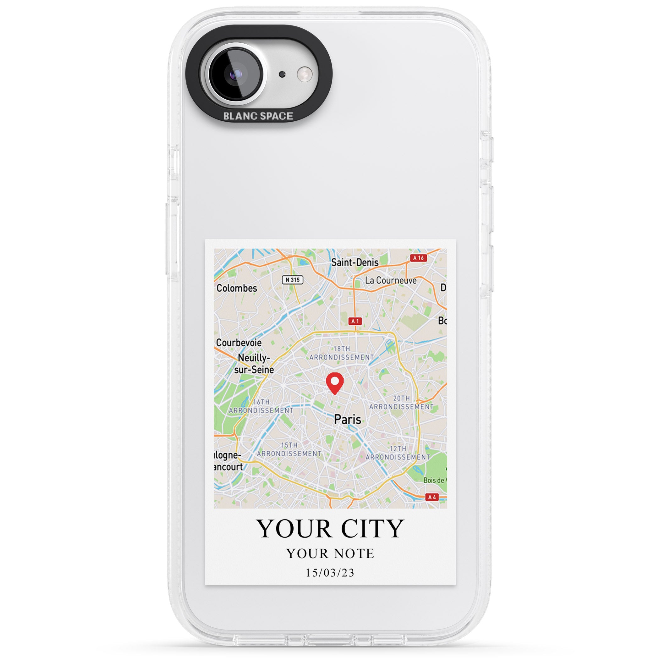 Personalised World Map iPhone 16e Clear Case Impact Air - Blanc Space