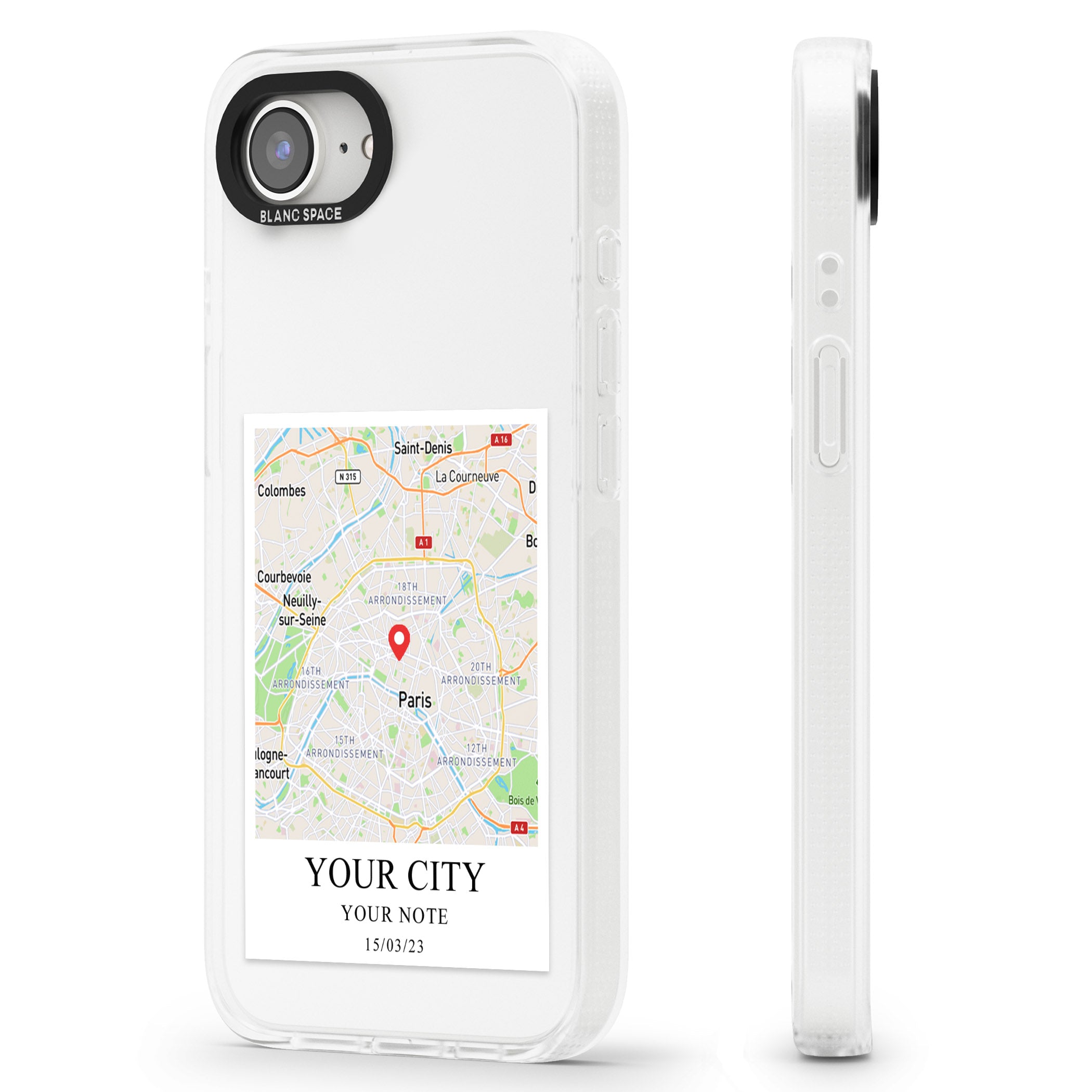 Personalised World Map iPhone 16e Clear Case Impact Air - Blanc Space