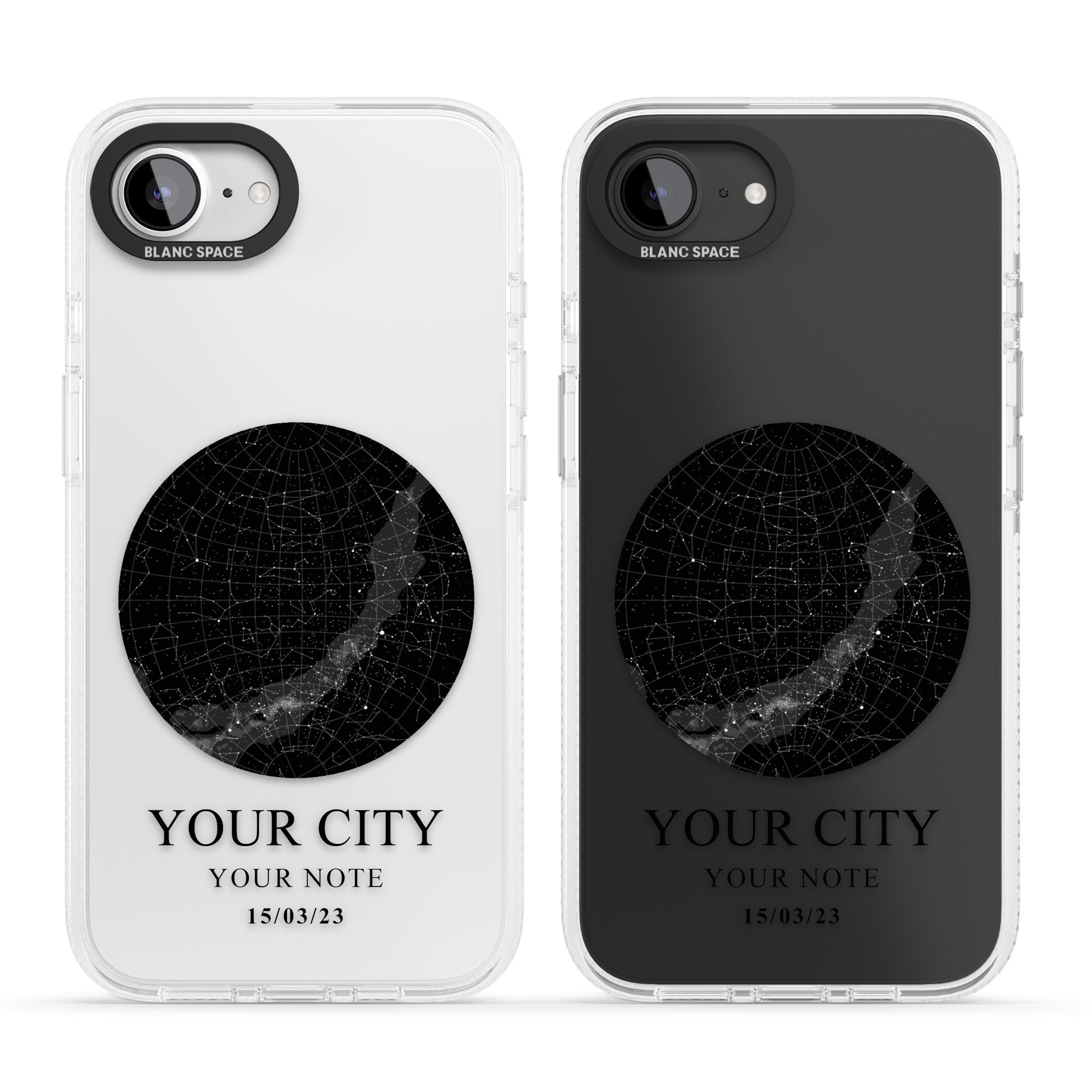 Personalised Star Map iPhone 16e Clear Case Impact Air - Blanc Space