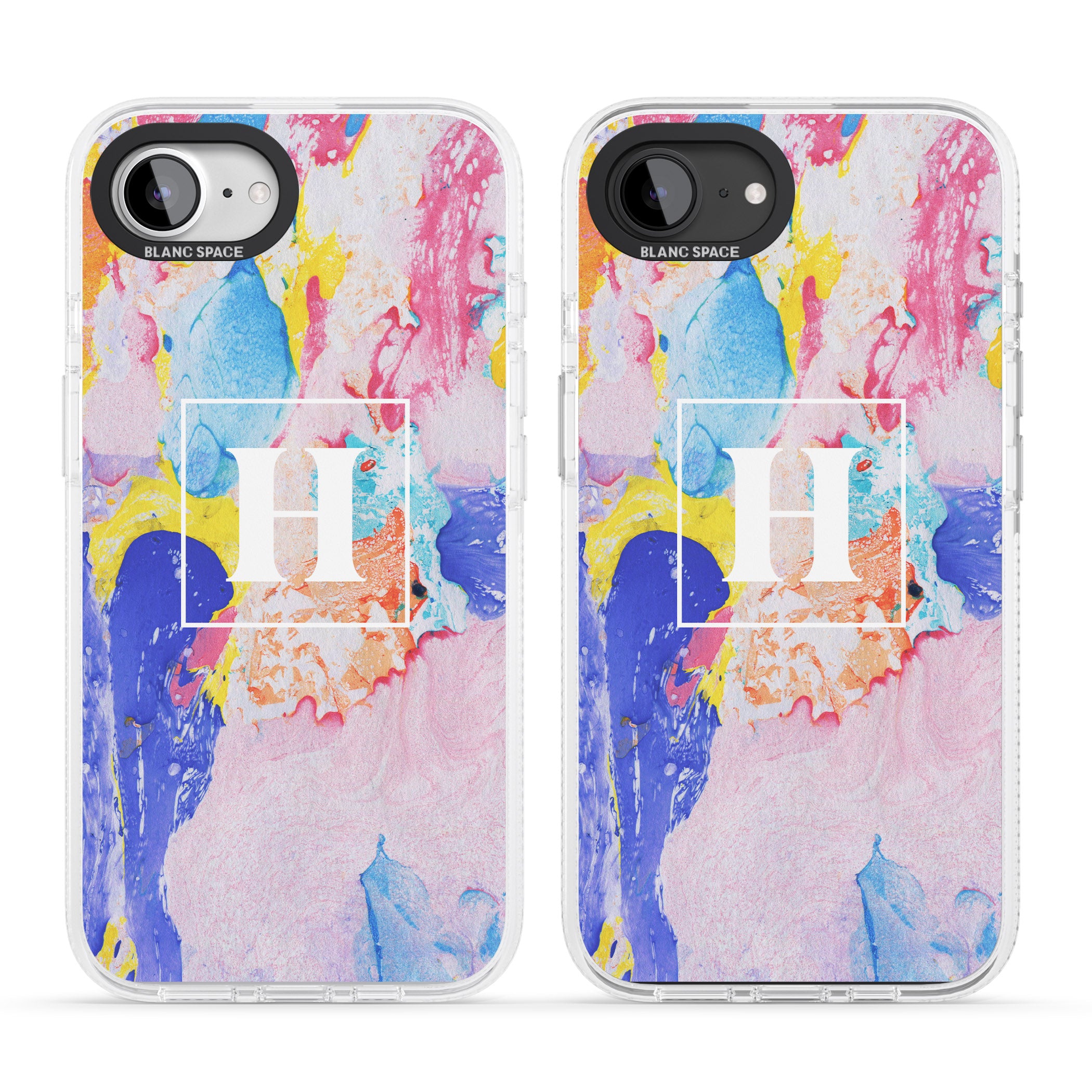 Personalised Mixed Pastels Marbled Paper iPhone 16e Clear Case Impact Air - Blanc Space