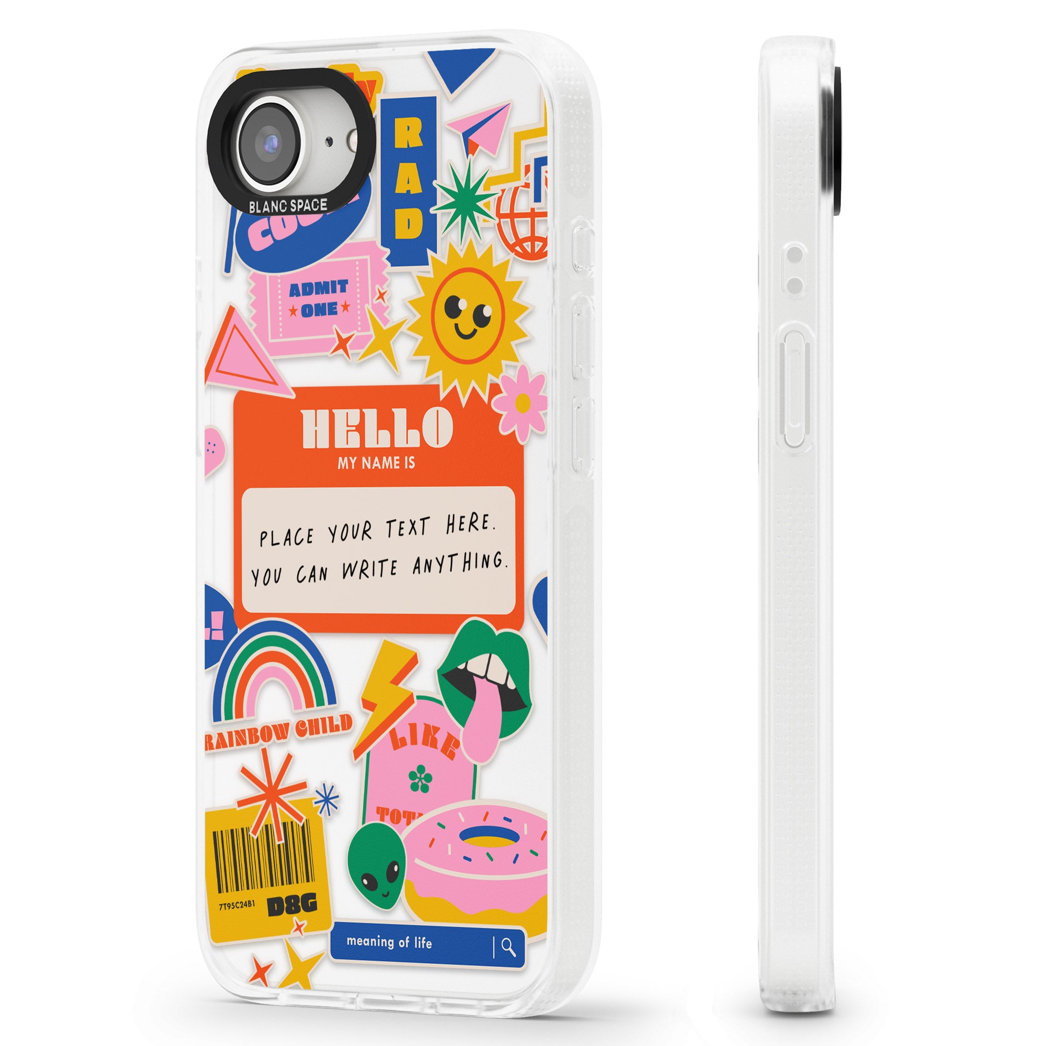 Personalised Nostalgia Sticker Mix #2 iPhone 16e Clear Case Impact Air - Blanc Space