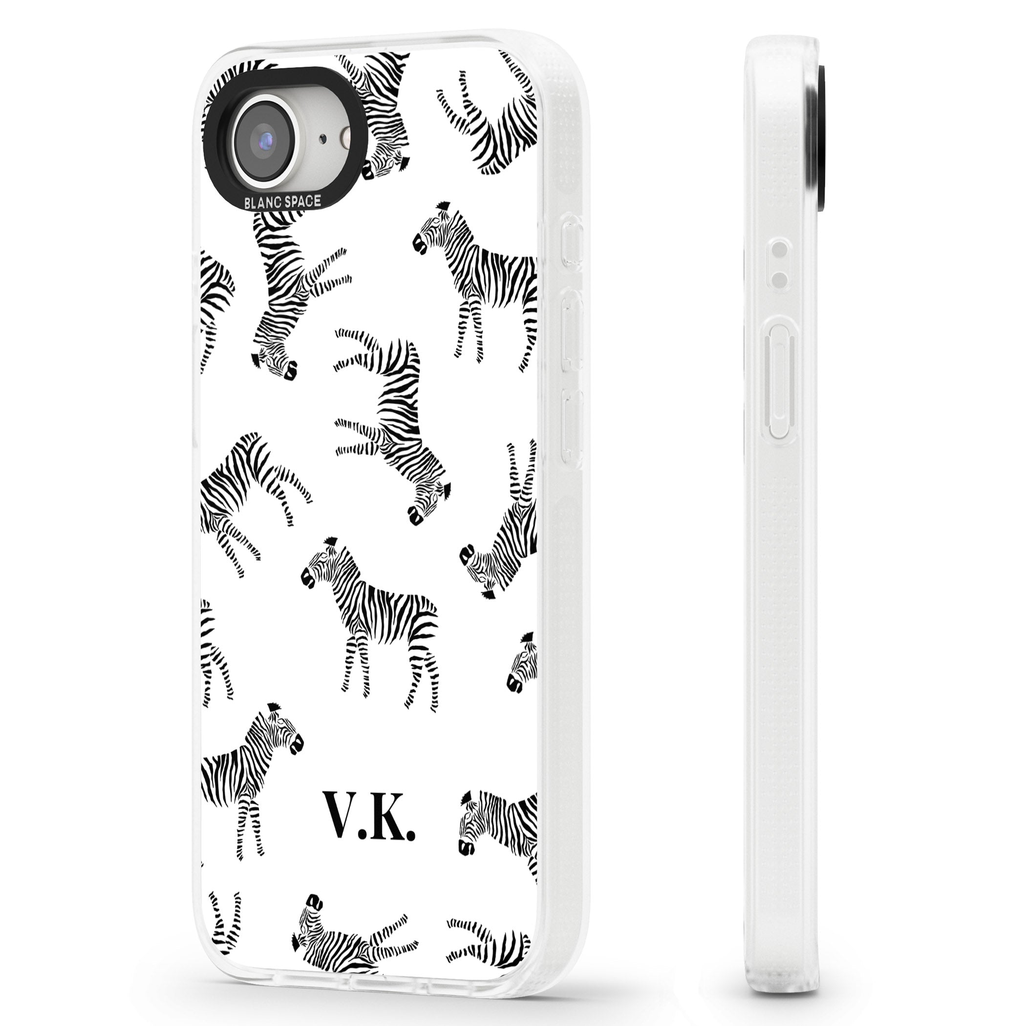 Personalised Zebra Pattern iPhone 16e Clear Case Impact Air - Blanc Space