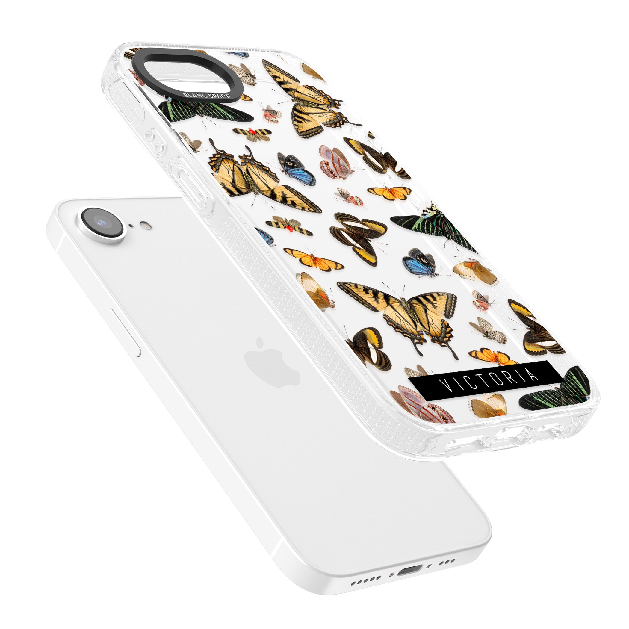 Personalised Photorealistic Butterfly iPhone 16e Clear Case Impact Air - Blanc Space