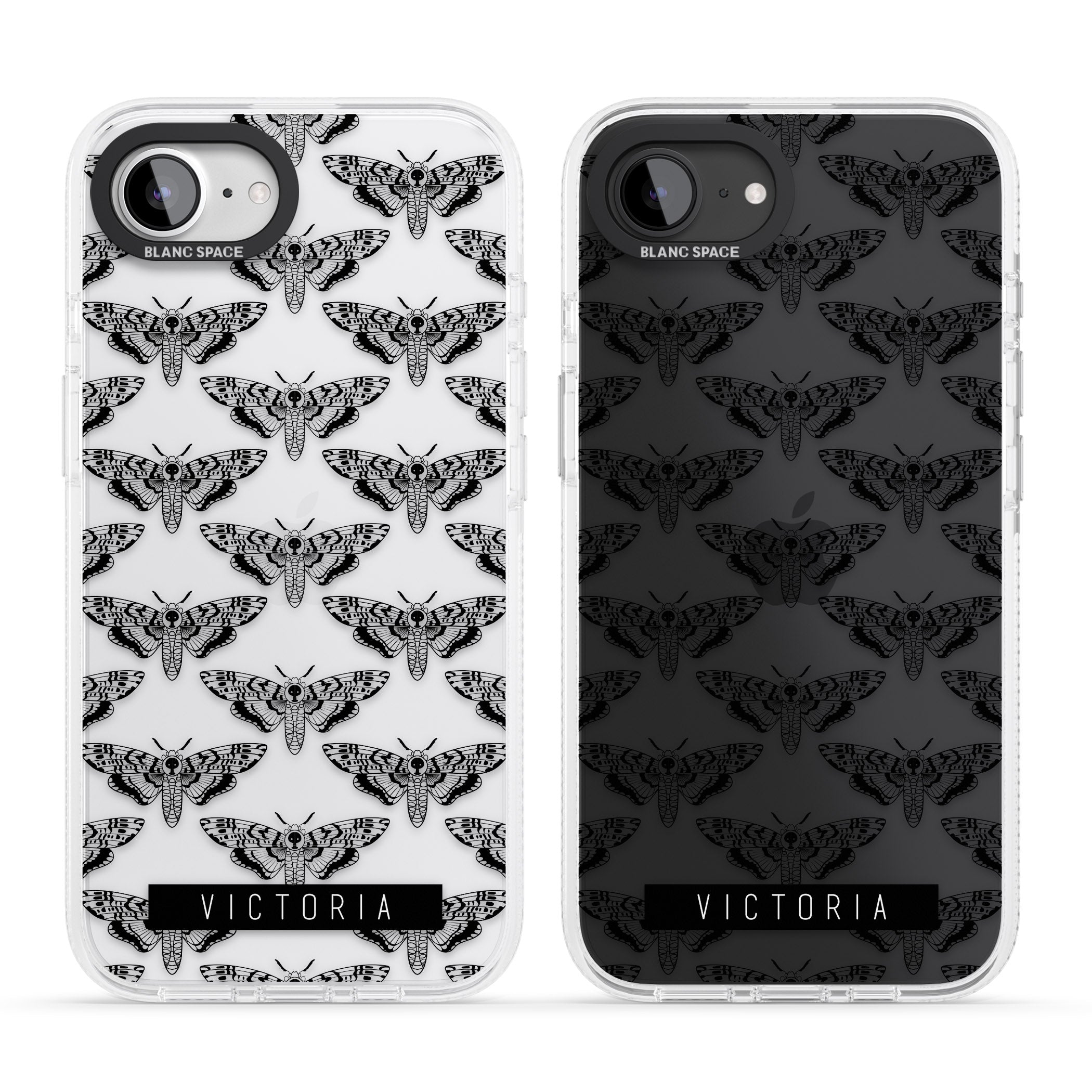 Personalised Hawk Moth Pattern iPhone 16e Clear Case Impact Air - Blanc Space