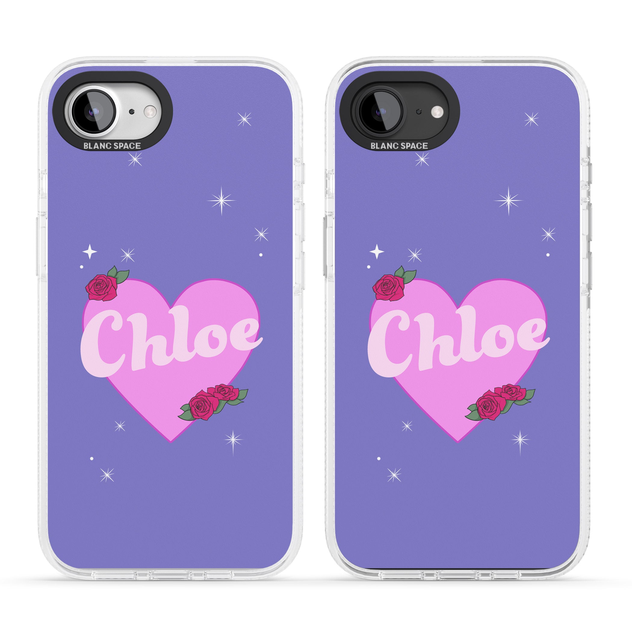 Personalised Glamorous Love Heart iPhone 16e Clear Case Impact Air - Blanc Space