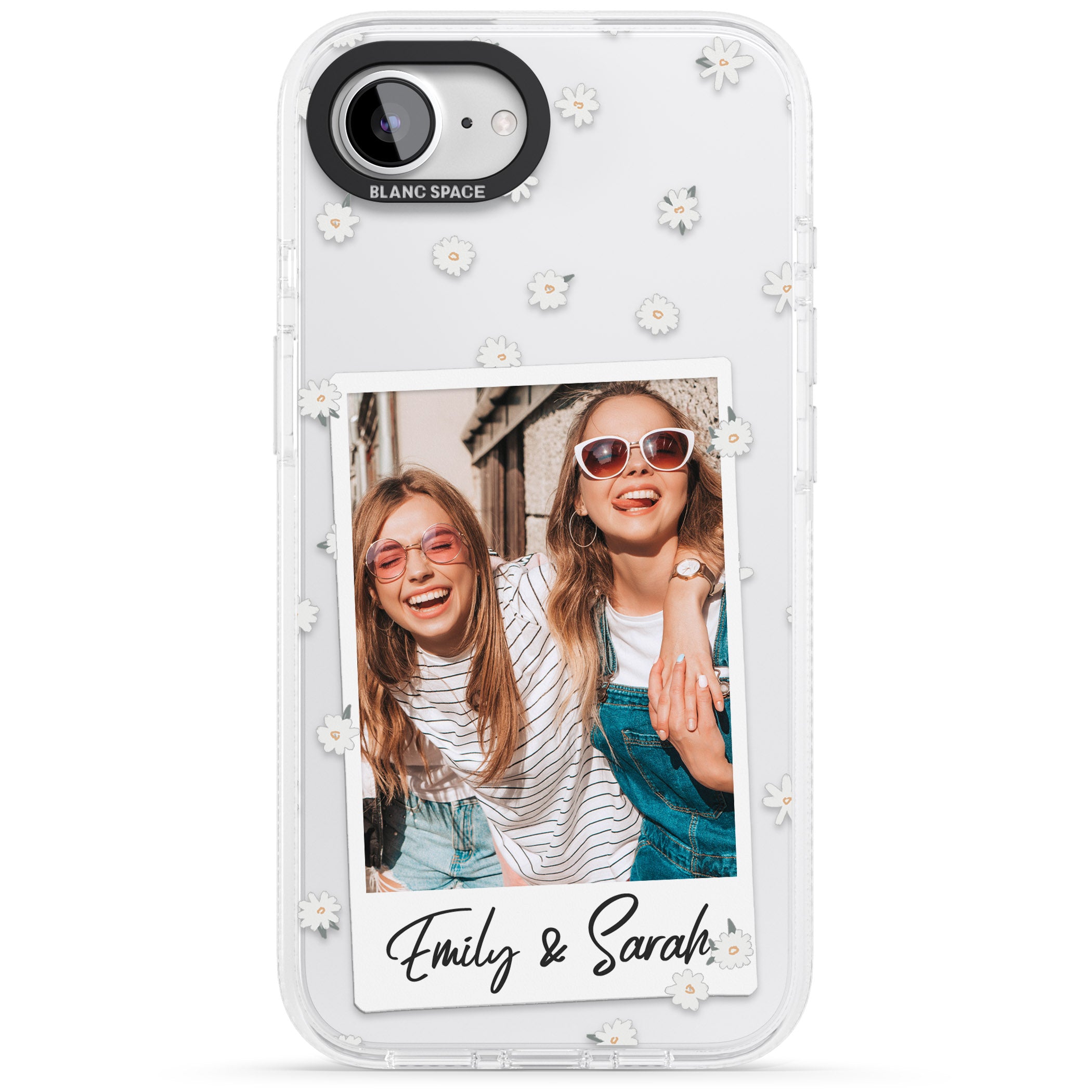 Personalised Daisy Instant Photo iPhone 16e Clear Case Impact Air - Blanc Space
