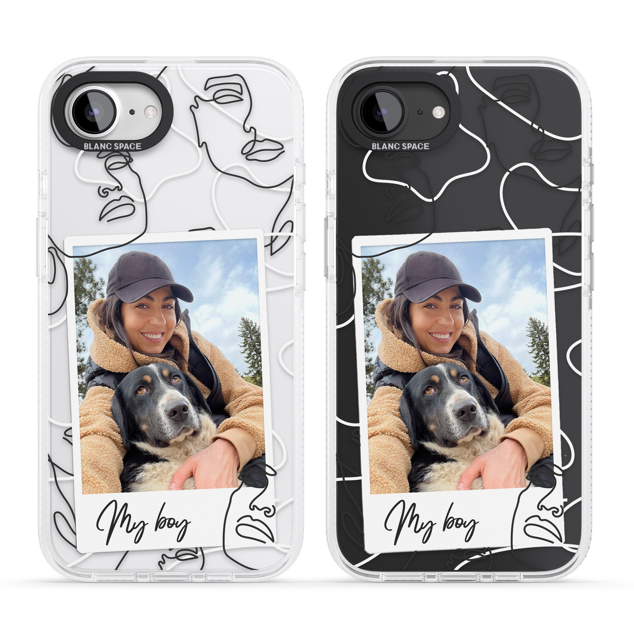 Personalised Abstract Faces Instant Photo iPhone 16e Clear Case Impact Air - Blanc Space