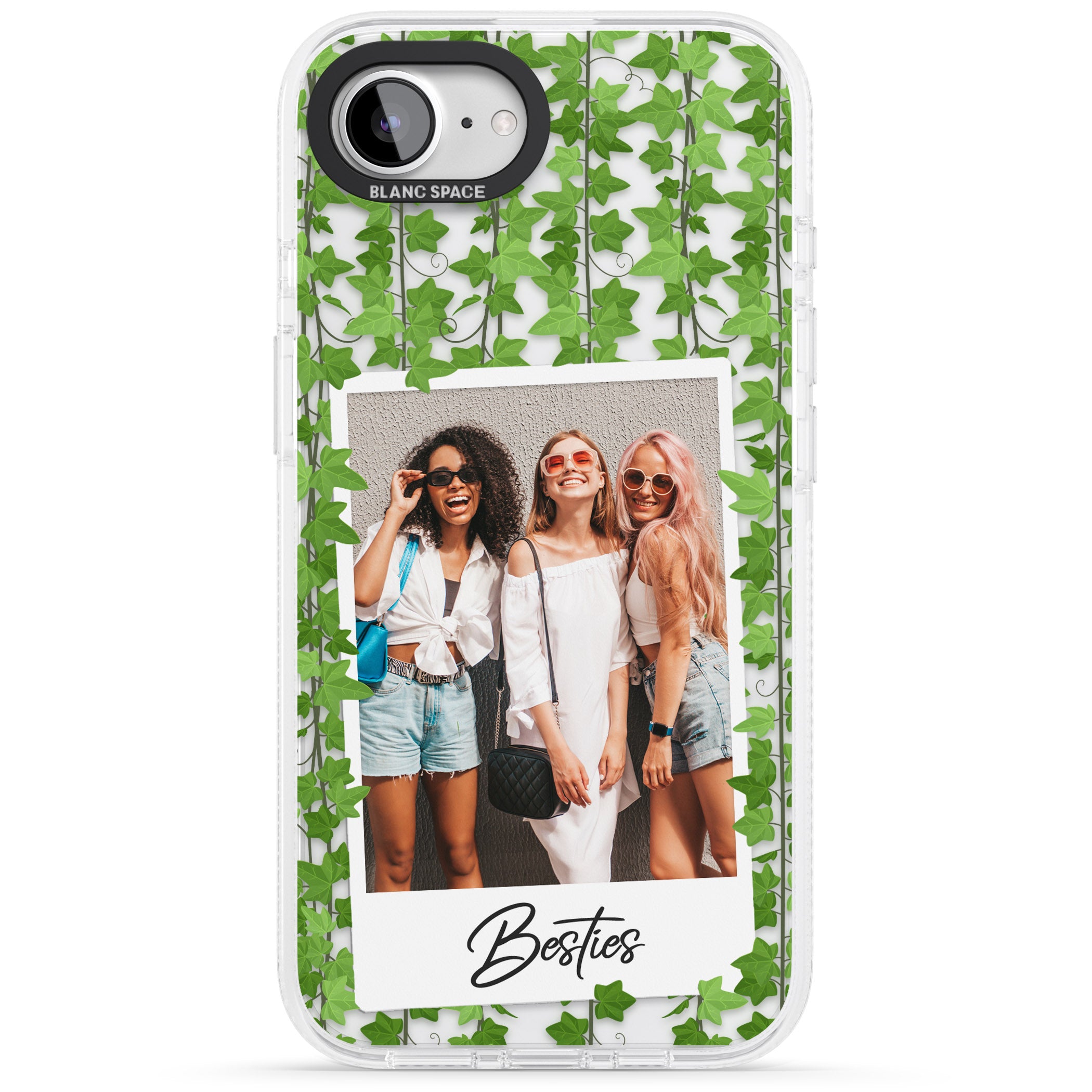 Personalised Ivy Vine Instant Photo iPhone 16e Clear Case Impact Air - Blanc Space