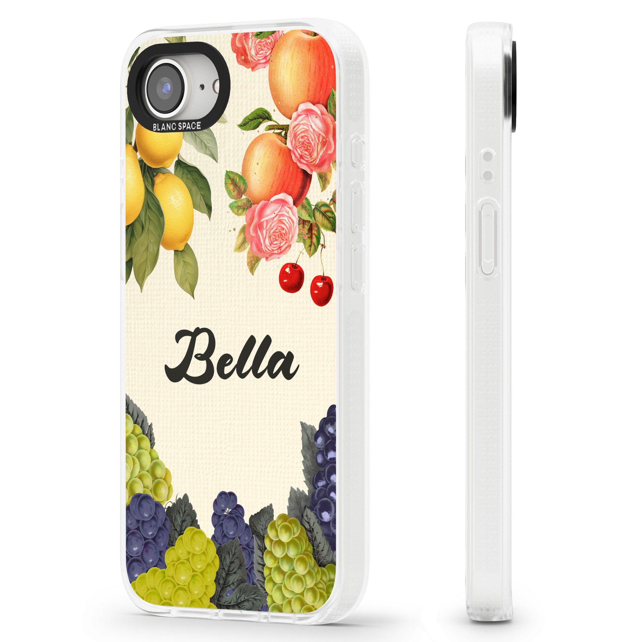 Personalised Vintage Fruits iPhone 16e Clear Case Impact Air - Blanc Space