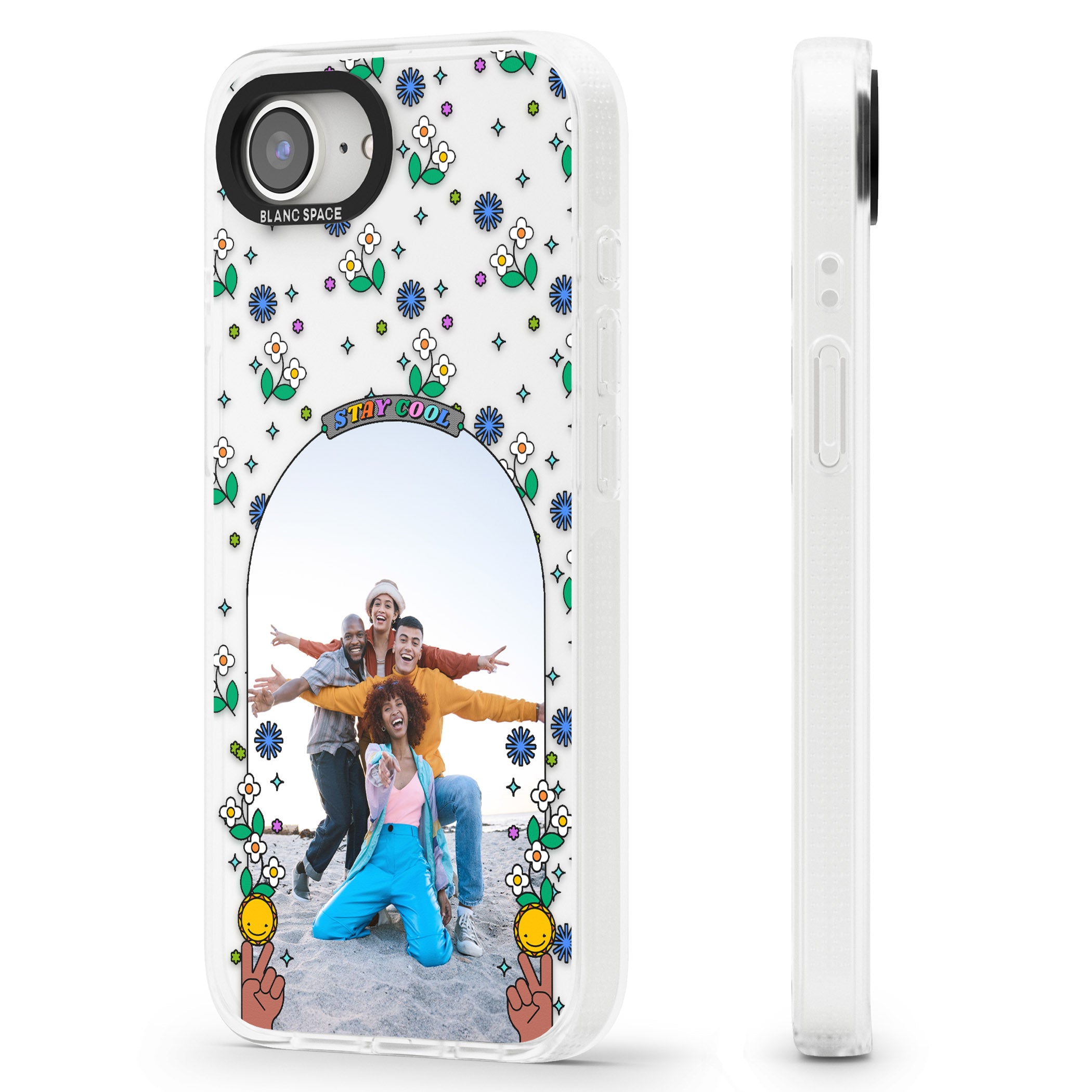 Personalised Summer Photo Frame iPhone 16e Clear Case Impact Air - Blanc Space