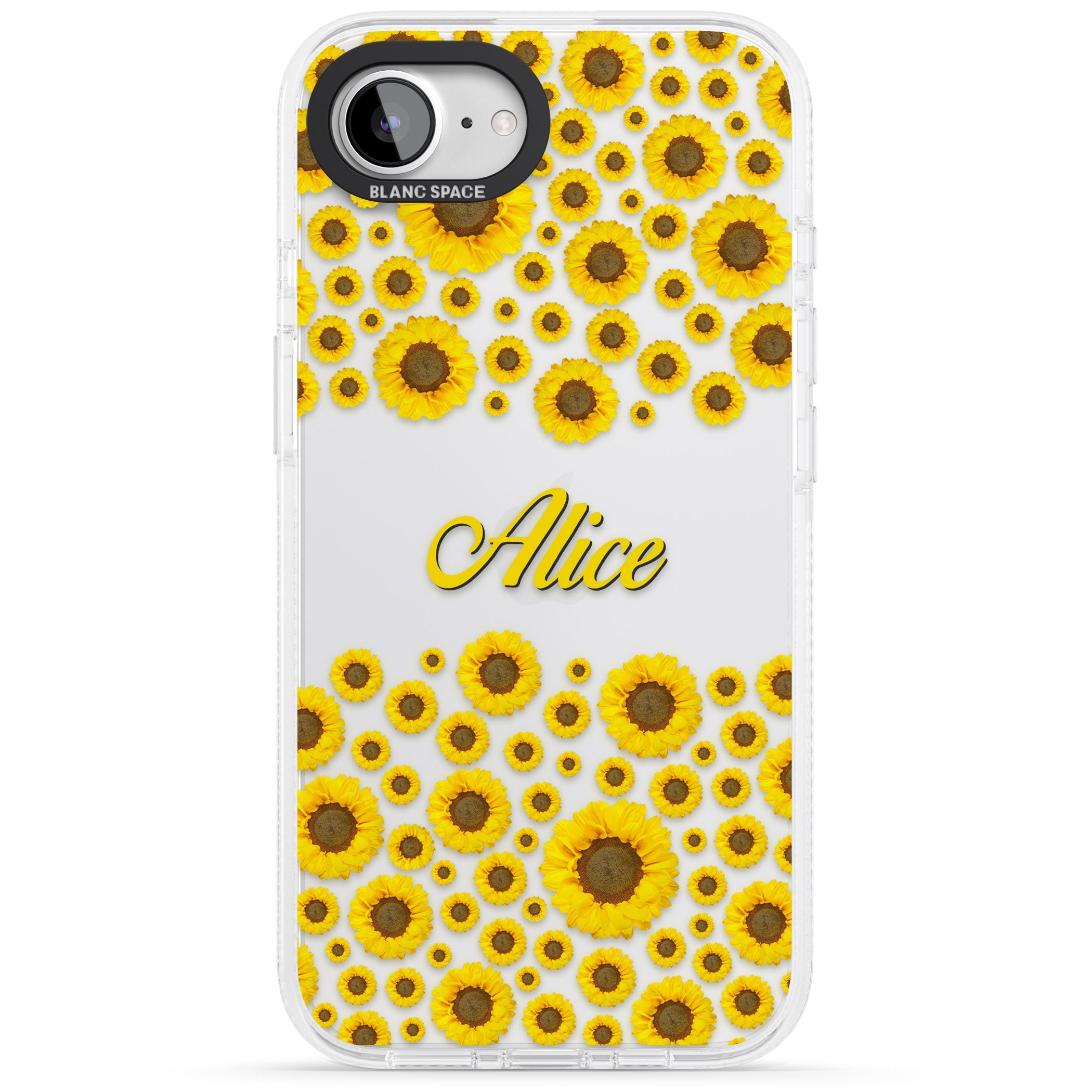 Personalised Sunflowers iPhone 16e Clear Case Impact Air - Blanc Space