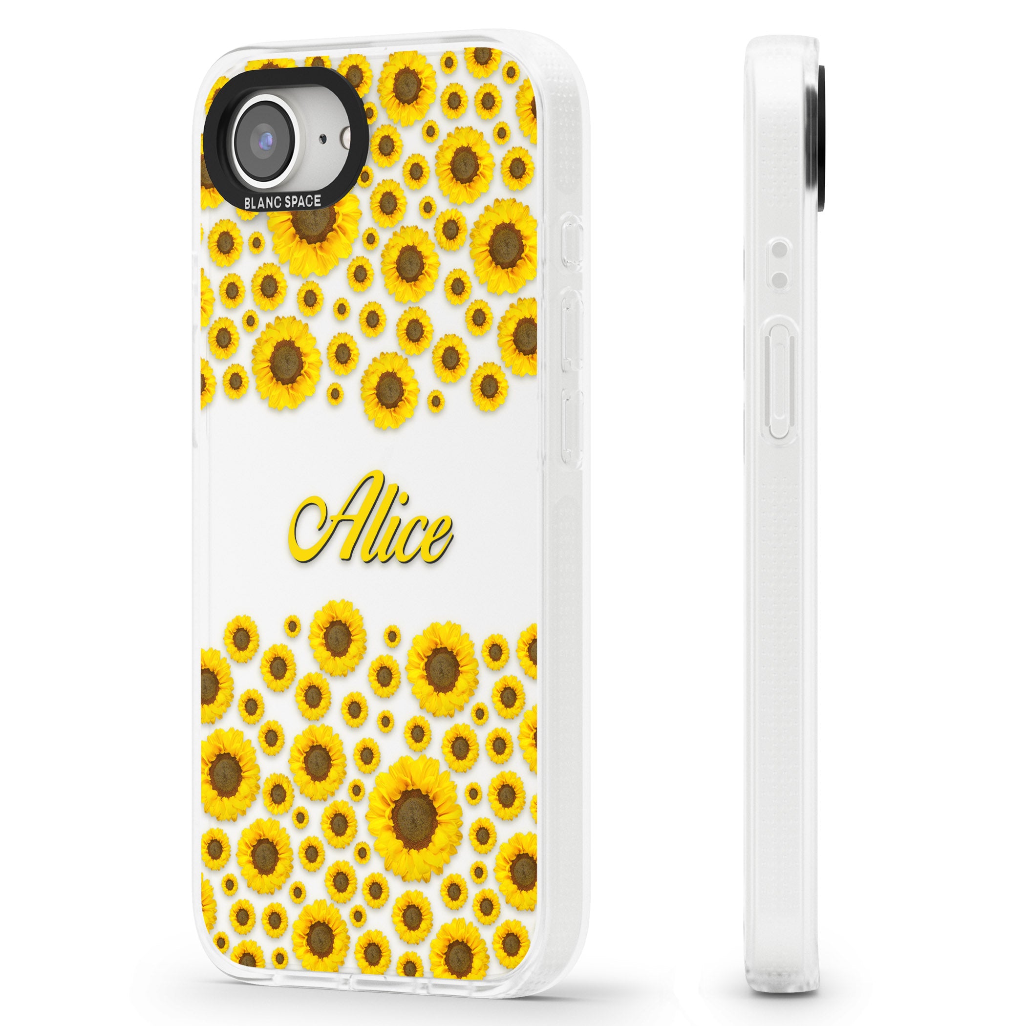 Personalised Sunflowers iPhone 16e Clear Case Impact Air - Blanc Space