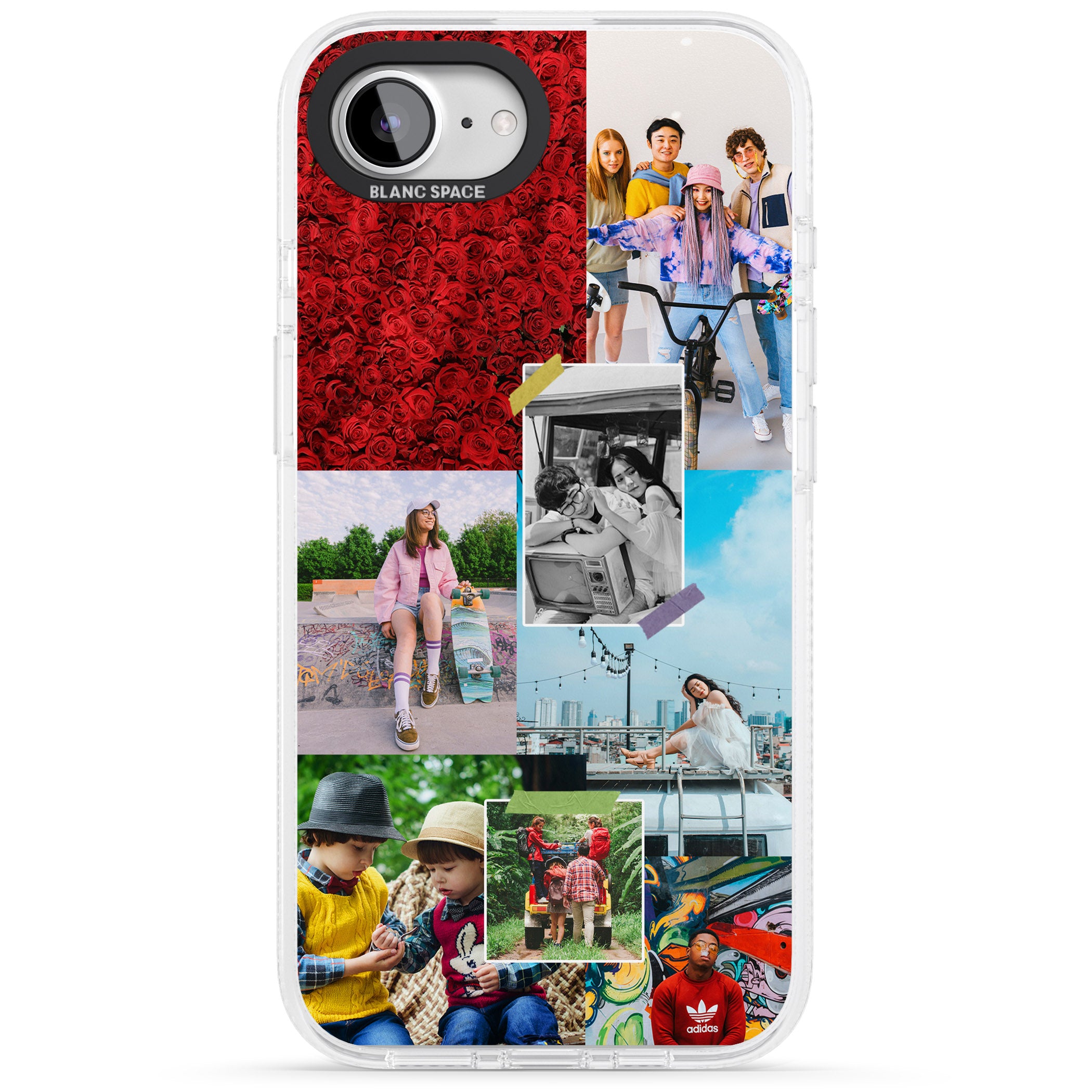 Personalised Photo Collage iPhone 16e Clear Case Impact Air - Blanc Space