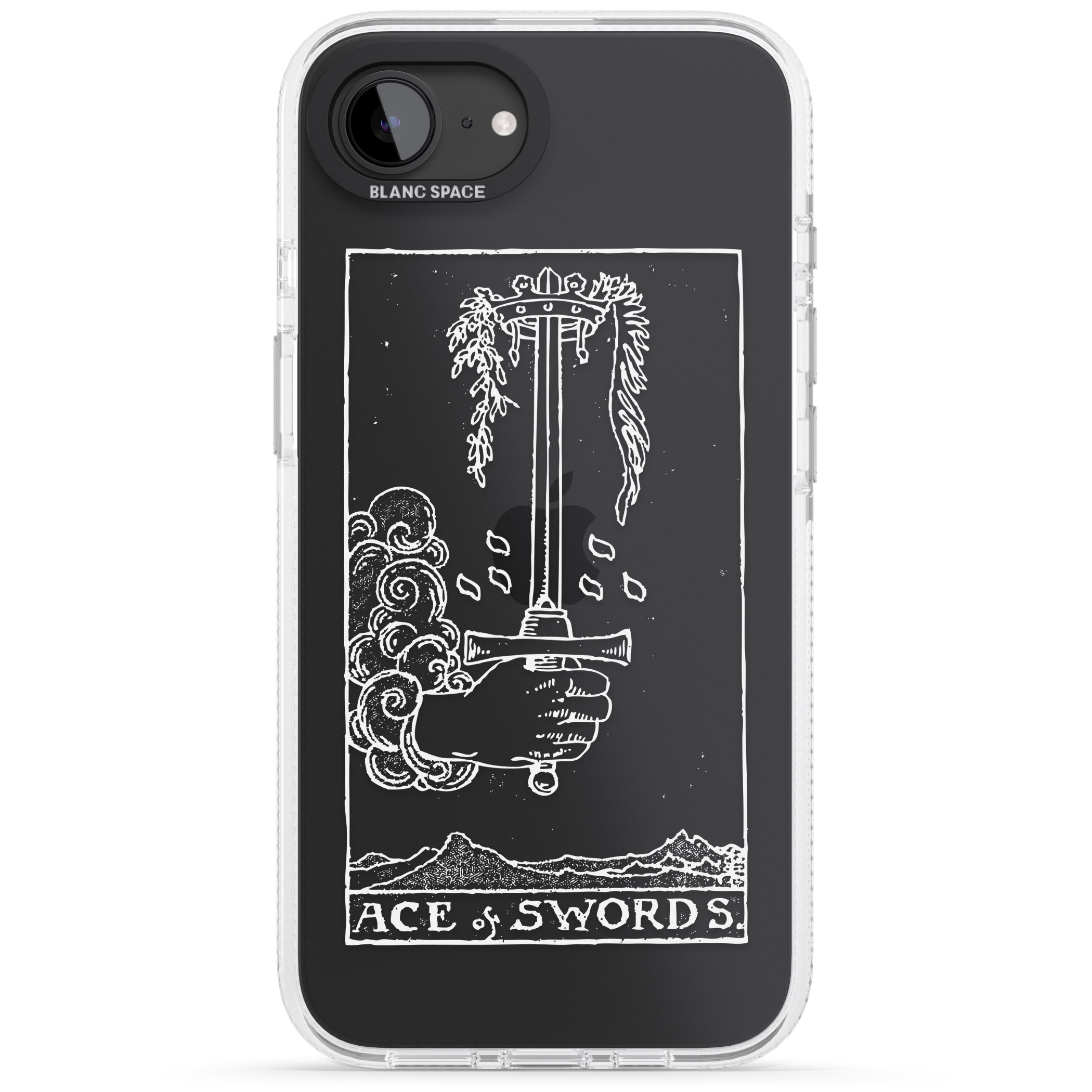 Personalised Ace of Swords Tarot Card - White Transparent iPhone 16e Clear Case Impact Air - Blanc Space