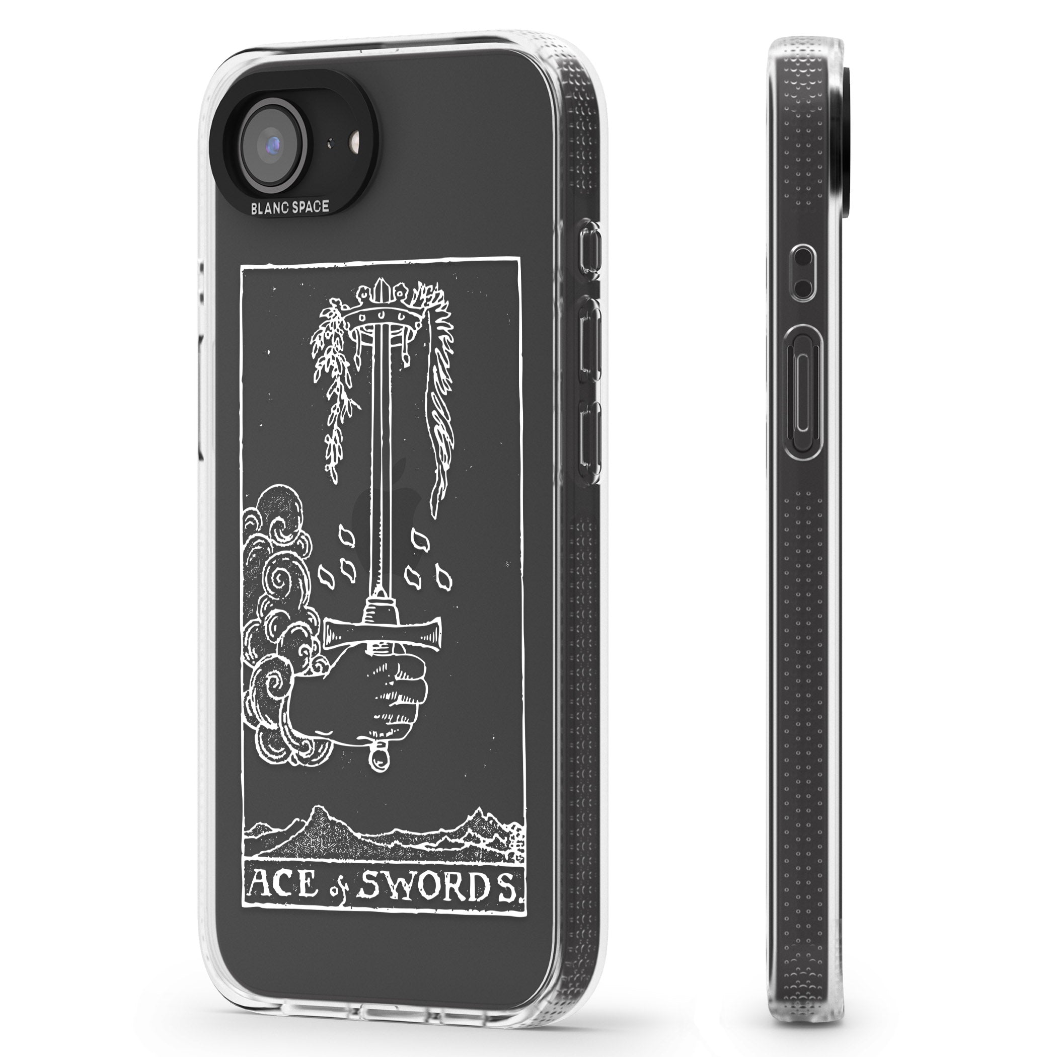 Personalised Ace of Swords Tarot Card - White Transparent iPhone 16e Clear Case Impact Air - Blanc Space
