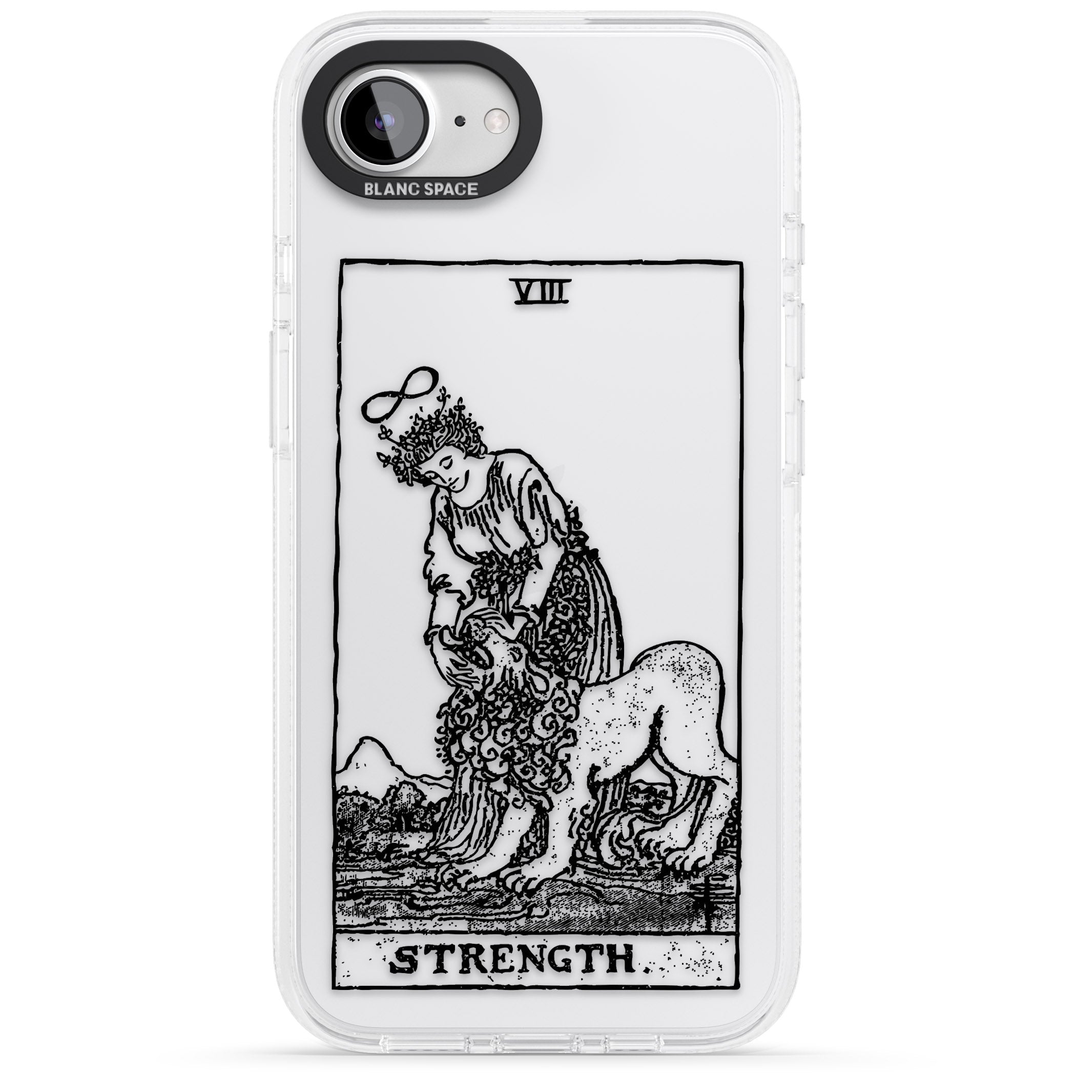 Personalised Strength Tarot Card - Transparent iPhone 16e Clear Case Impact Air - Blanc Space
