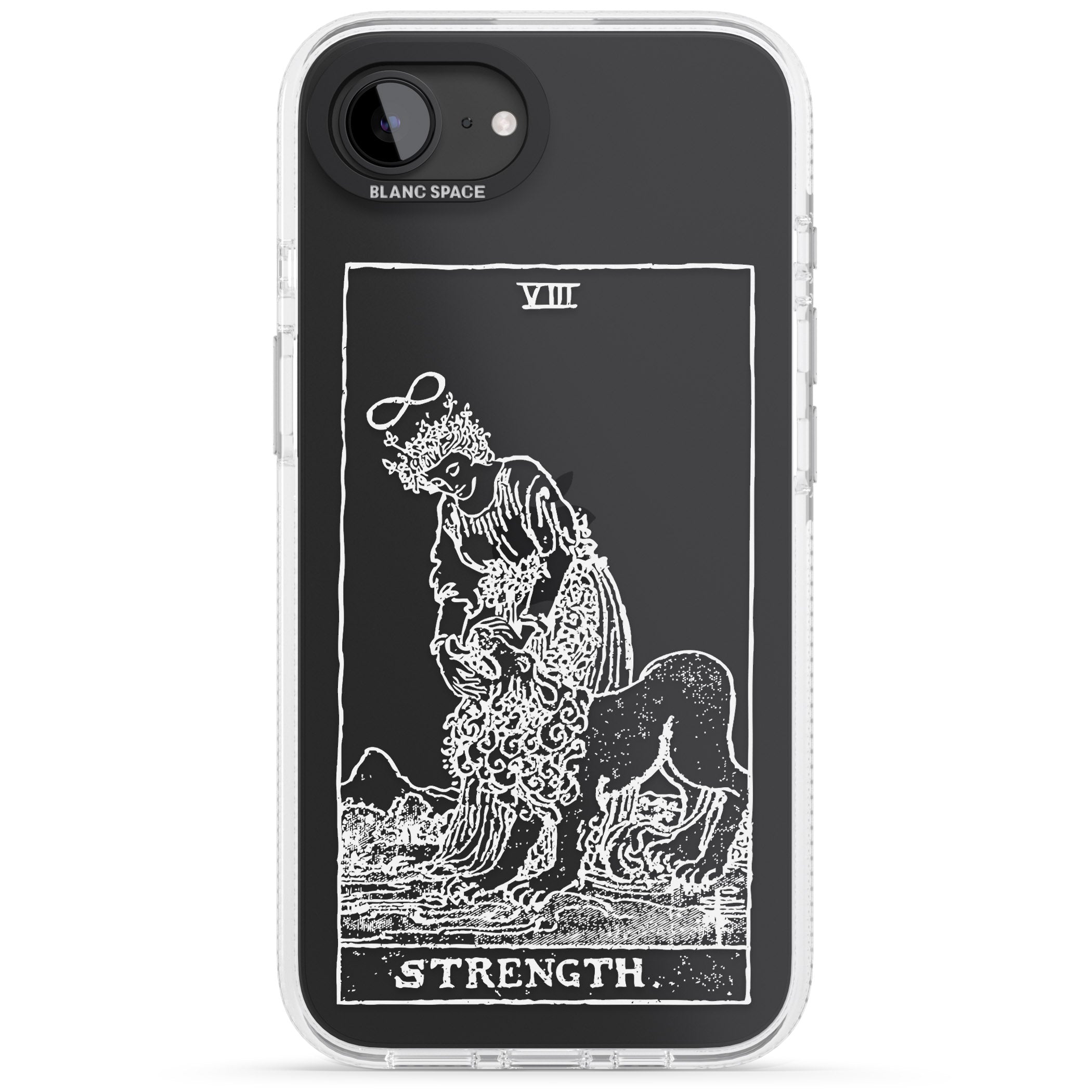 Personalised Strength Tarot Card - White Transparent iPhone 16e Clear Case Impact Air - Blanc Space